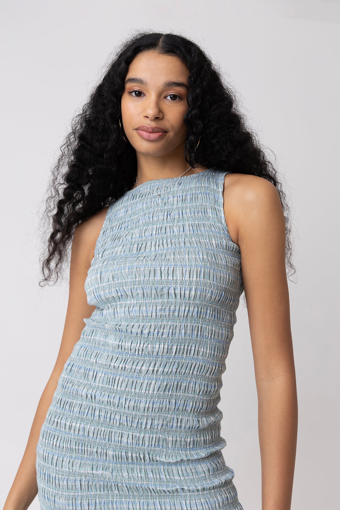 Poppy Lurex Mint Check Mini Dress