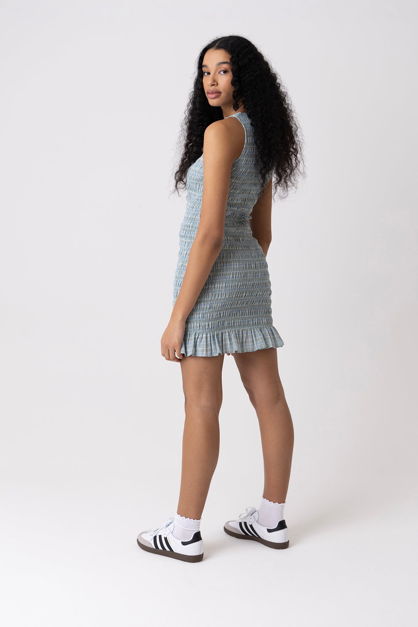 Poppy Lurex Mint Check Mini Dress