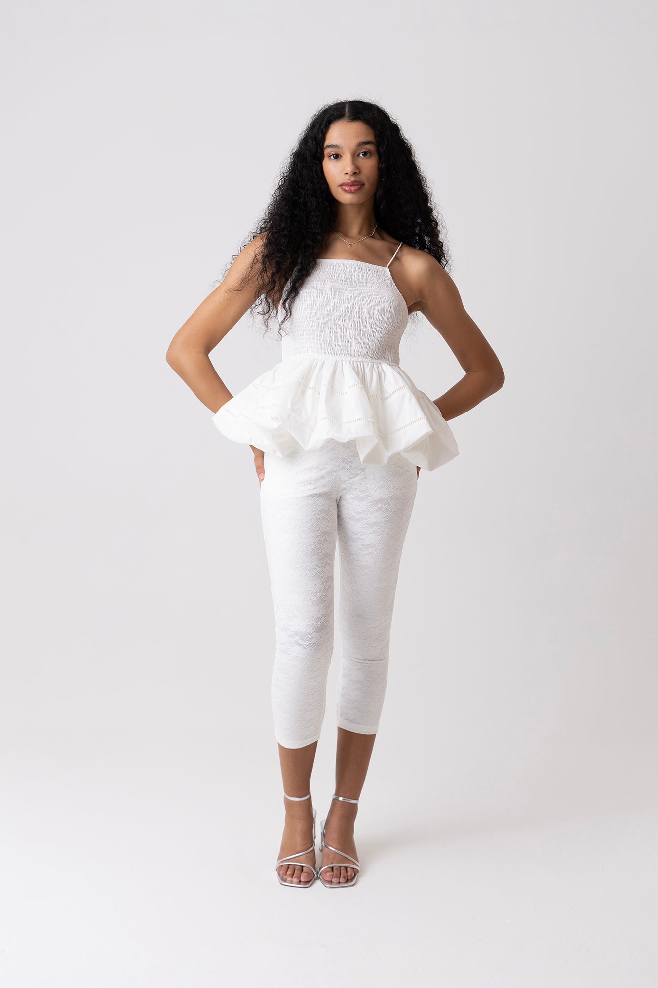 Penny White Lace Capri Pants