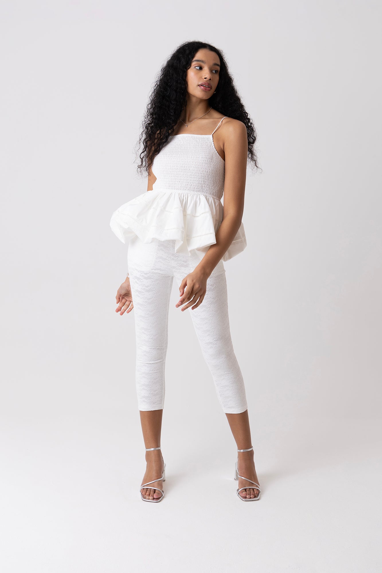 Penny White Lace Capri Pants