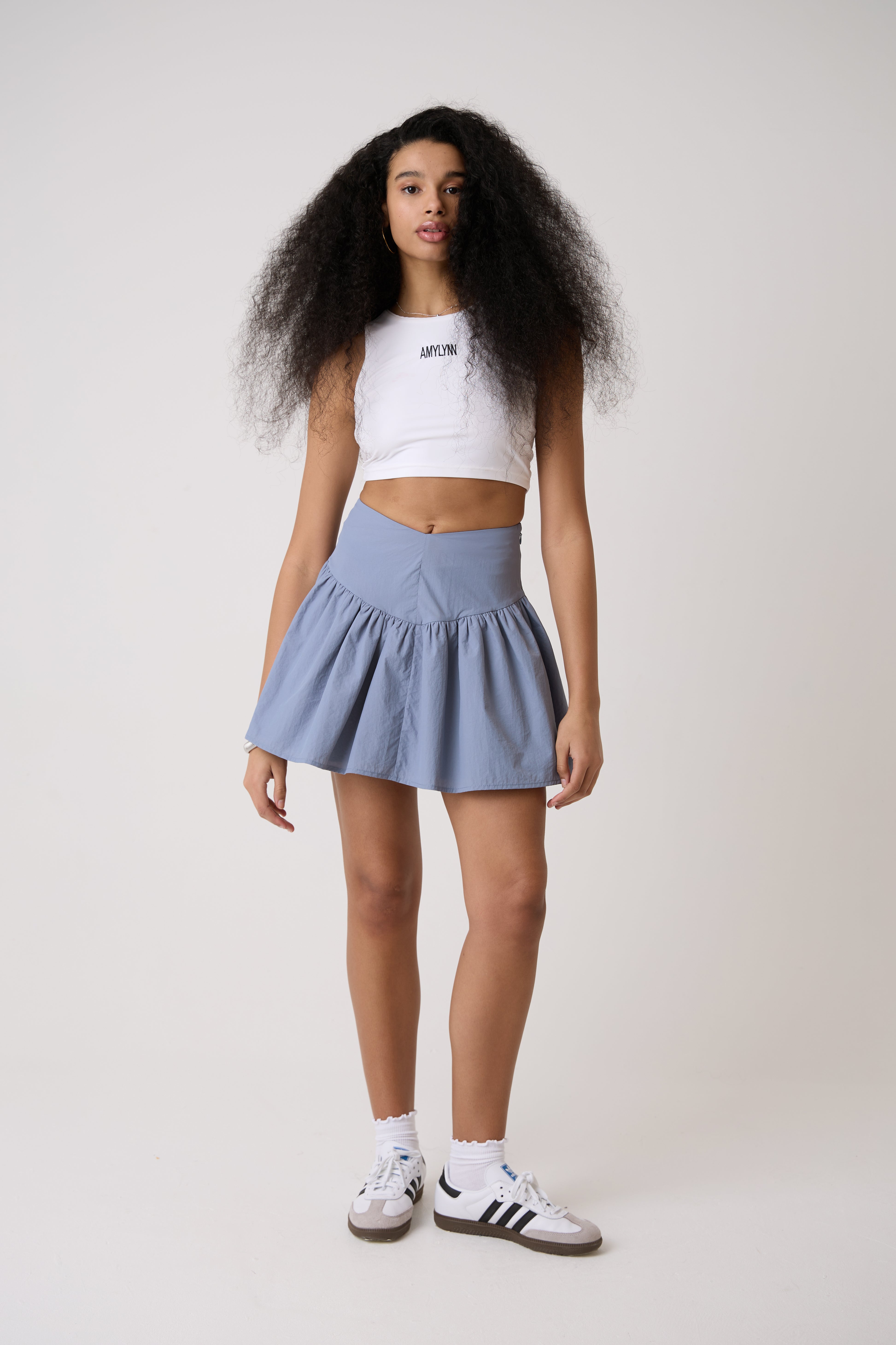 Frida Cornflower Blue Frill Mini Skirt
