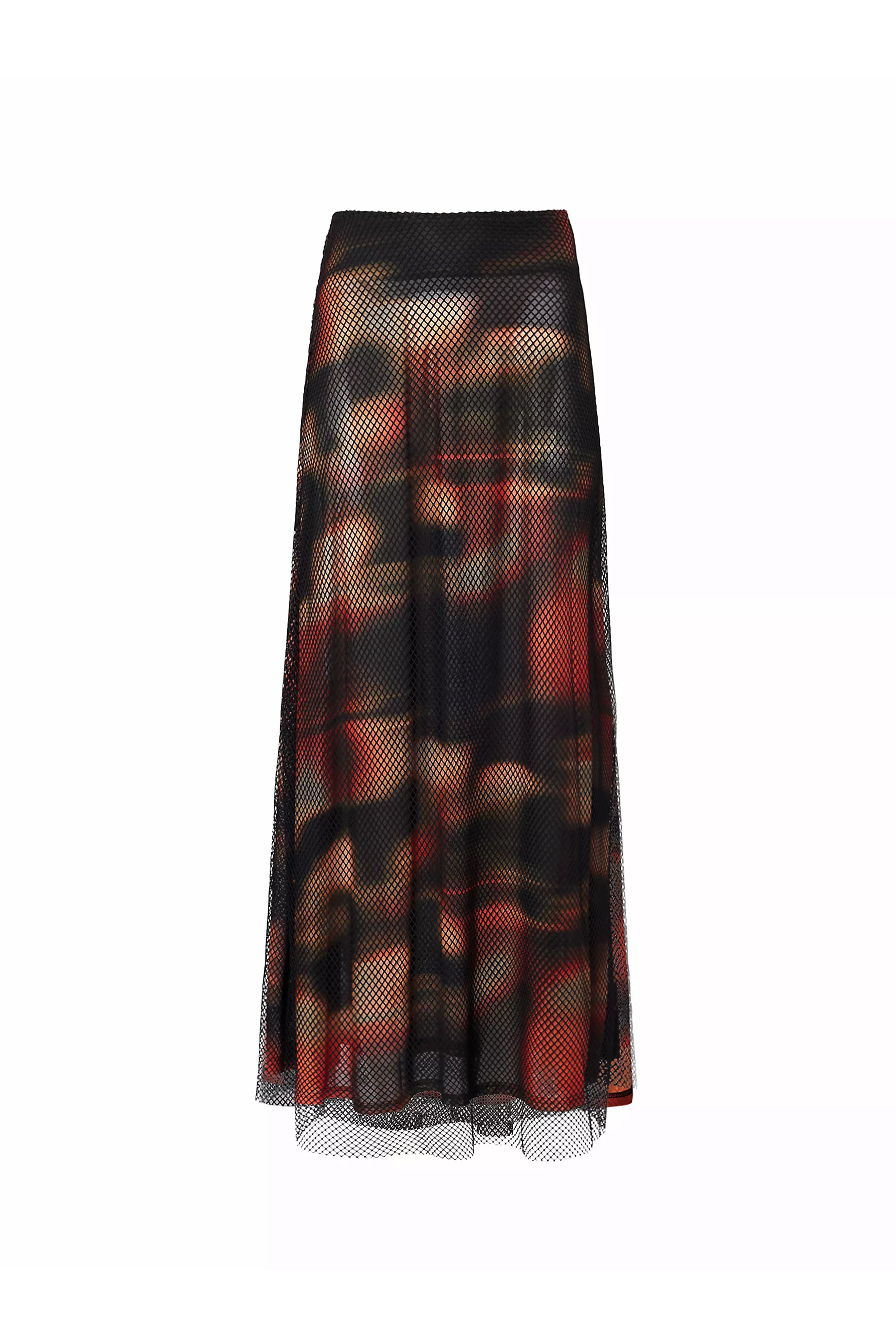 Arvarni Abstract Print Mesh Maxi Skirt