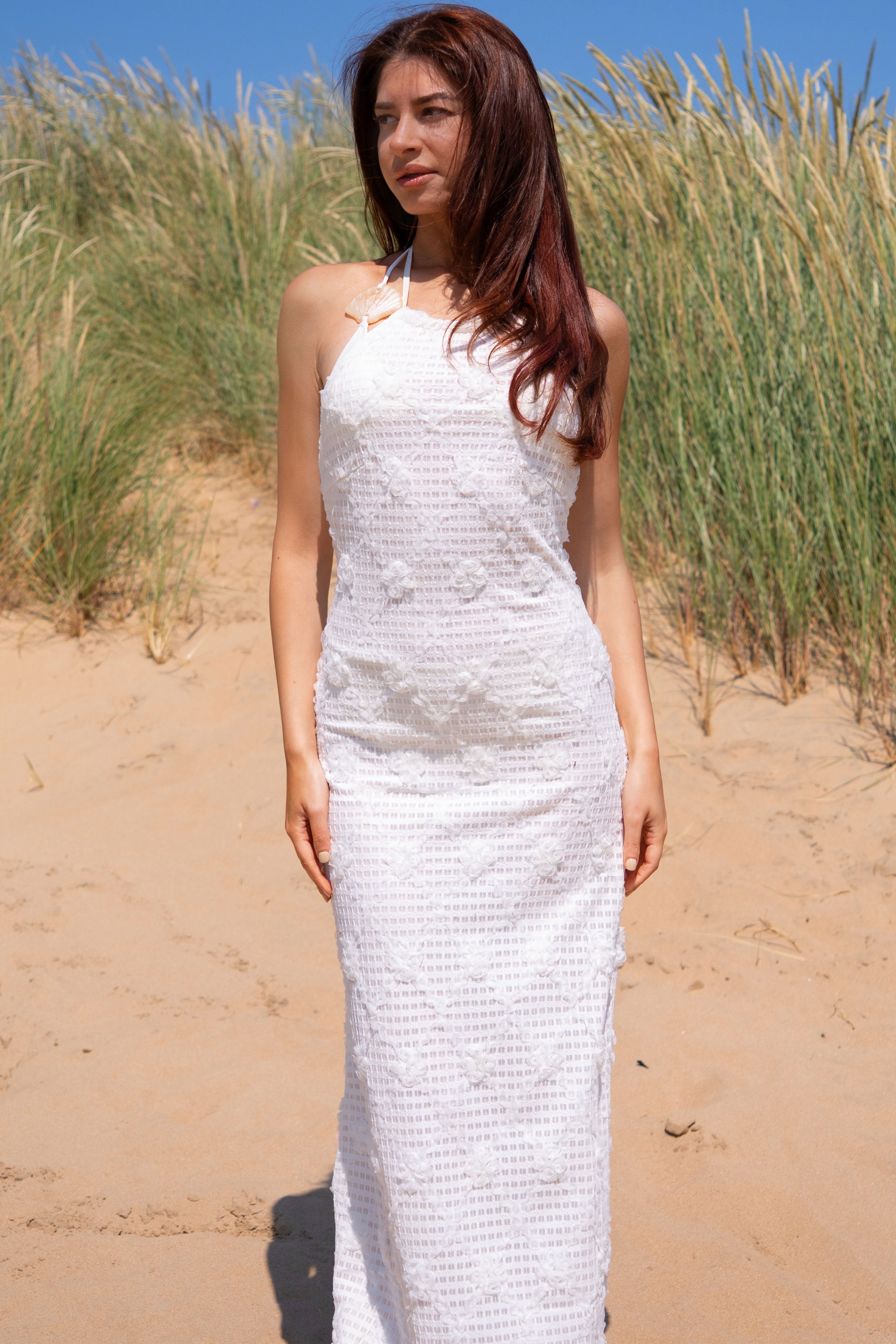 Cali Cream Floral Crochet Maxi Dress