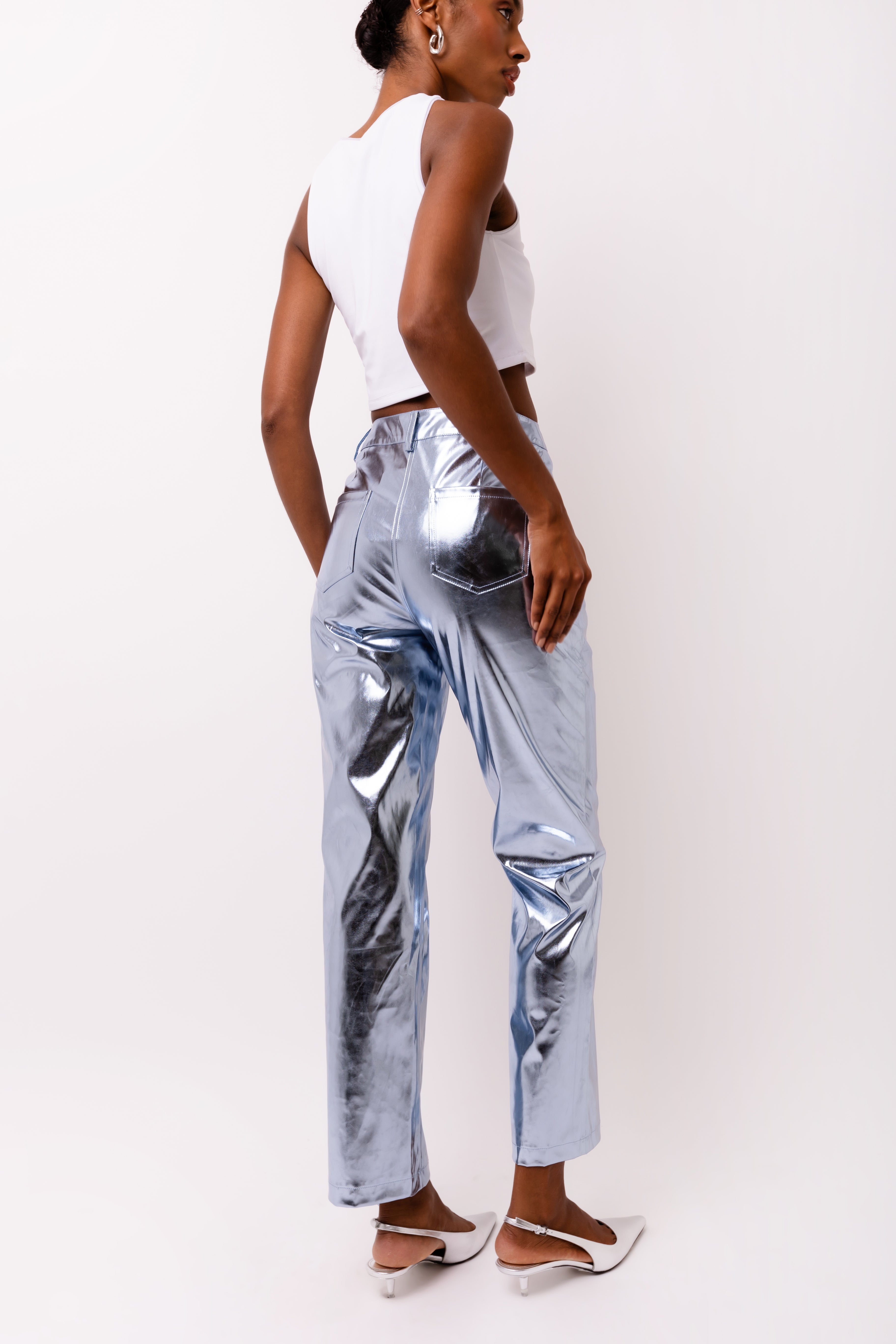 Lupe Arctic Blue Metallic Trousers