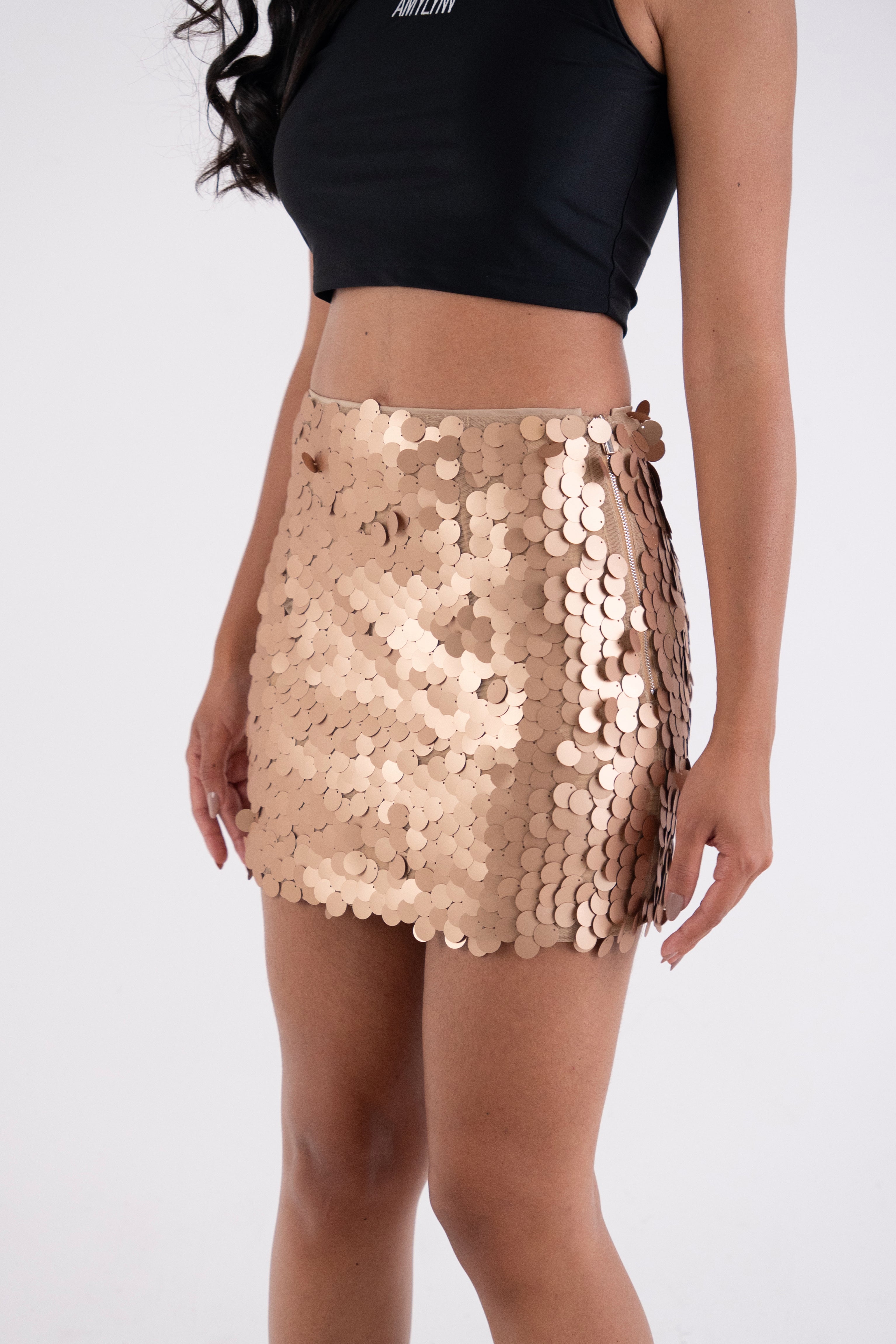 Goldie Matte Disc Sequin Mini Skirt