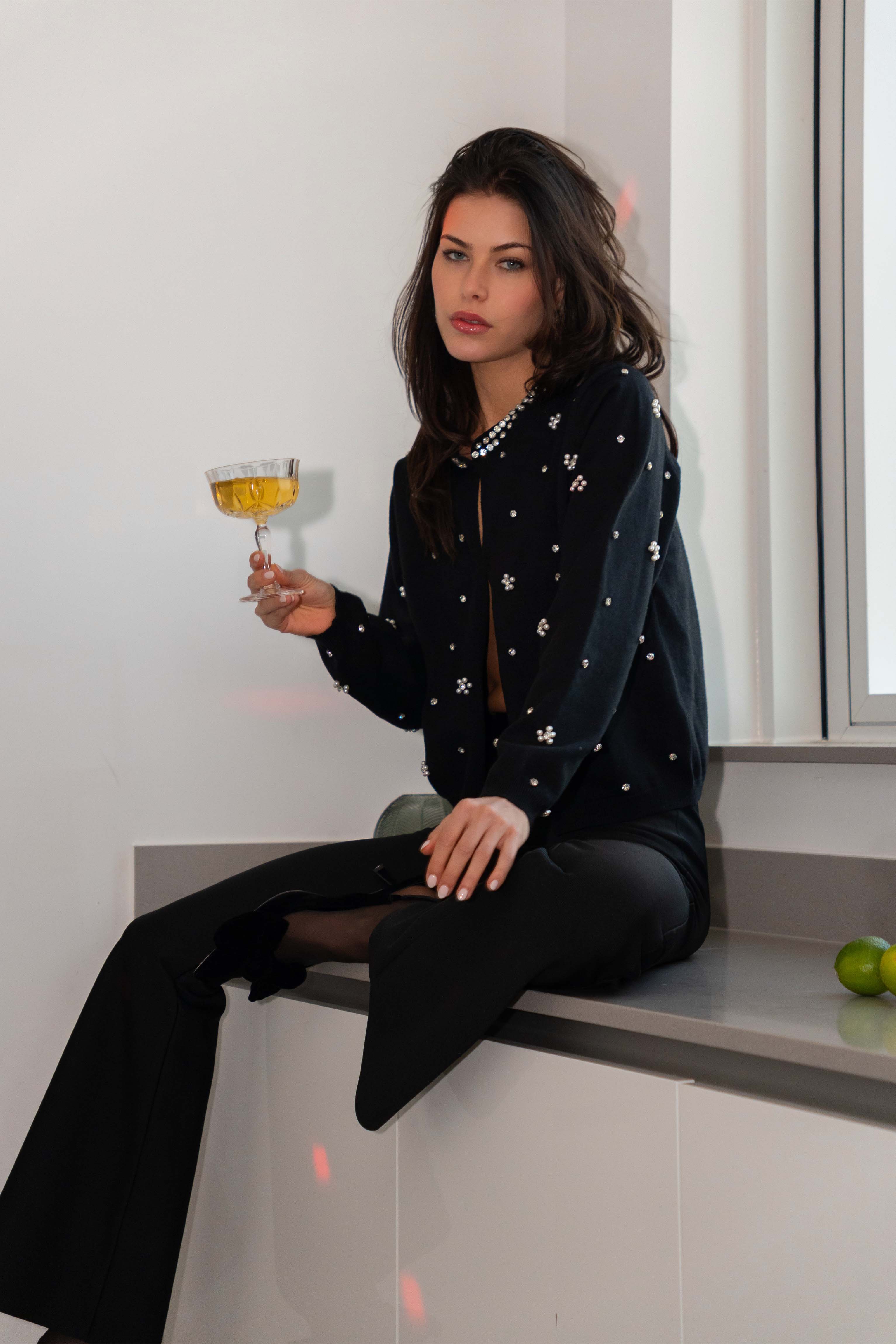 Luna Black Embellished Knitted Cardigan