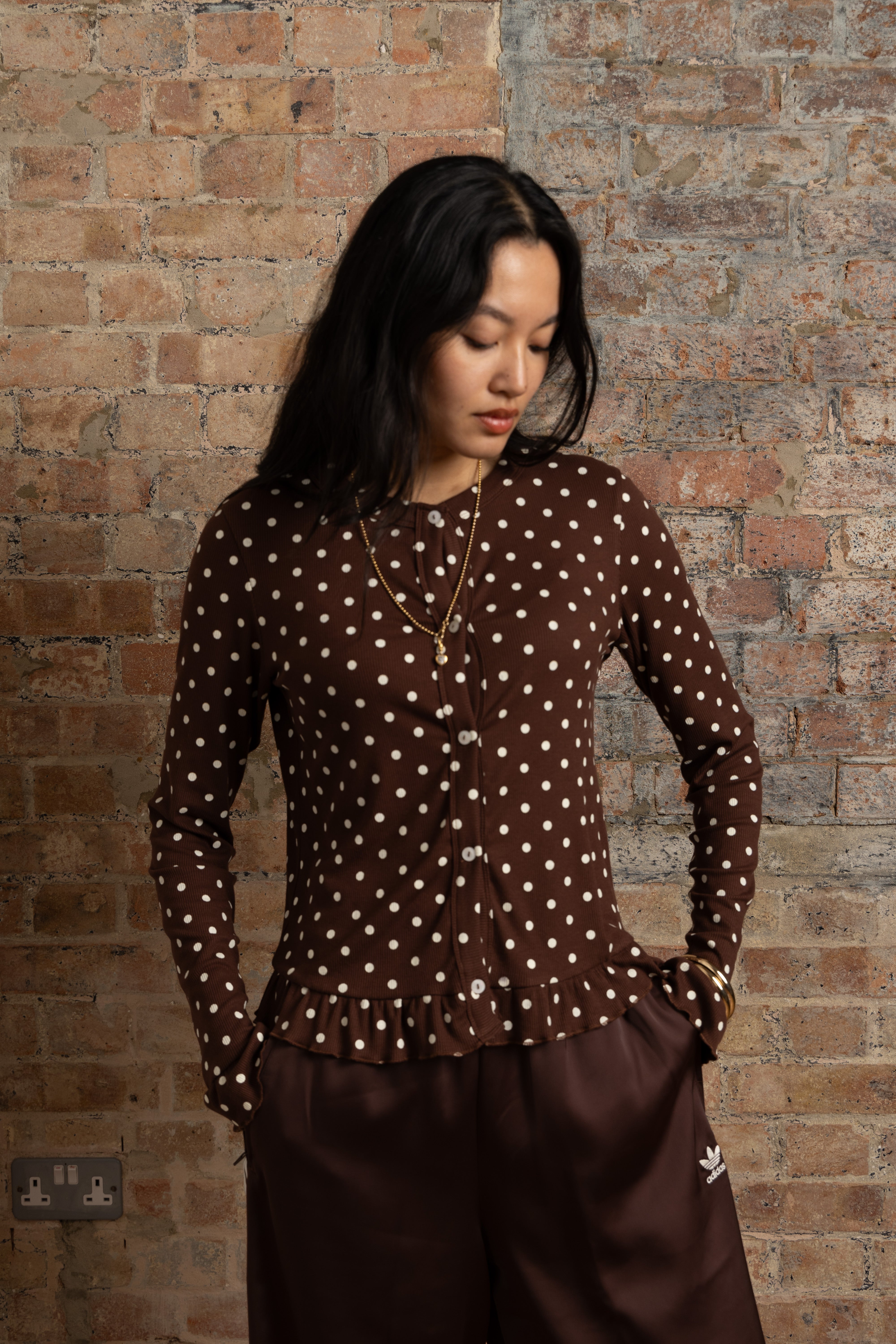 Edie Viscose Brown Polkadot Cardigan