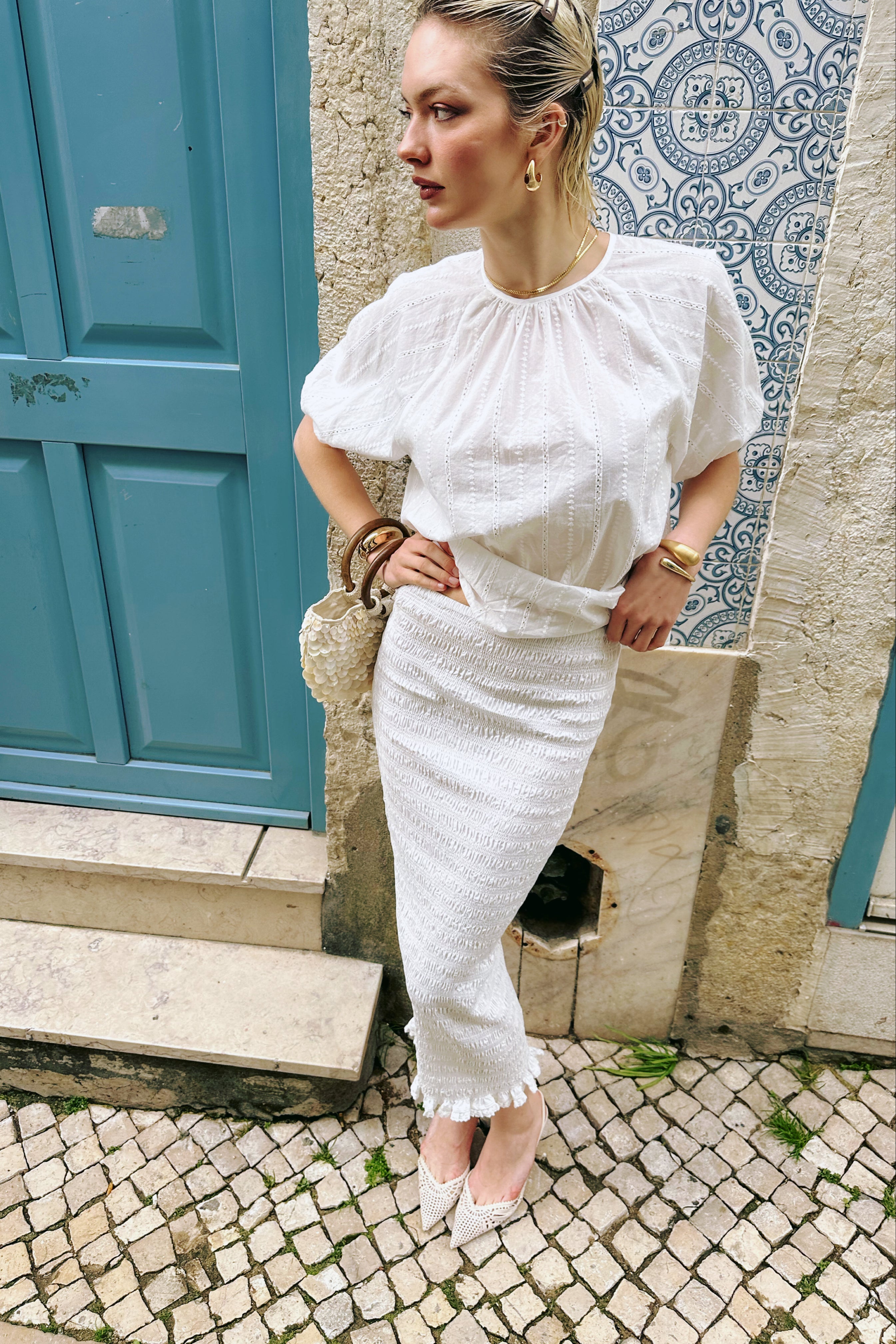 Chelsea Cotton Ivory Maxi Skirt