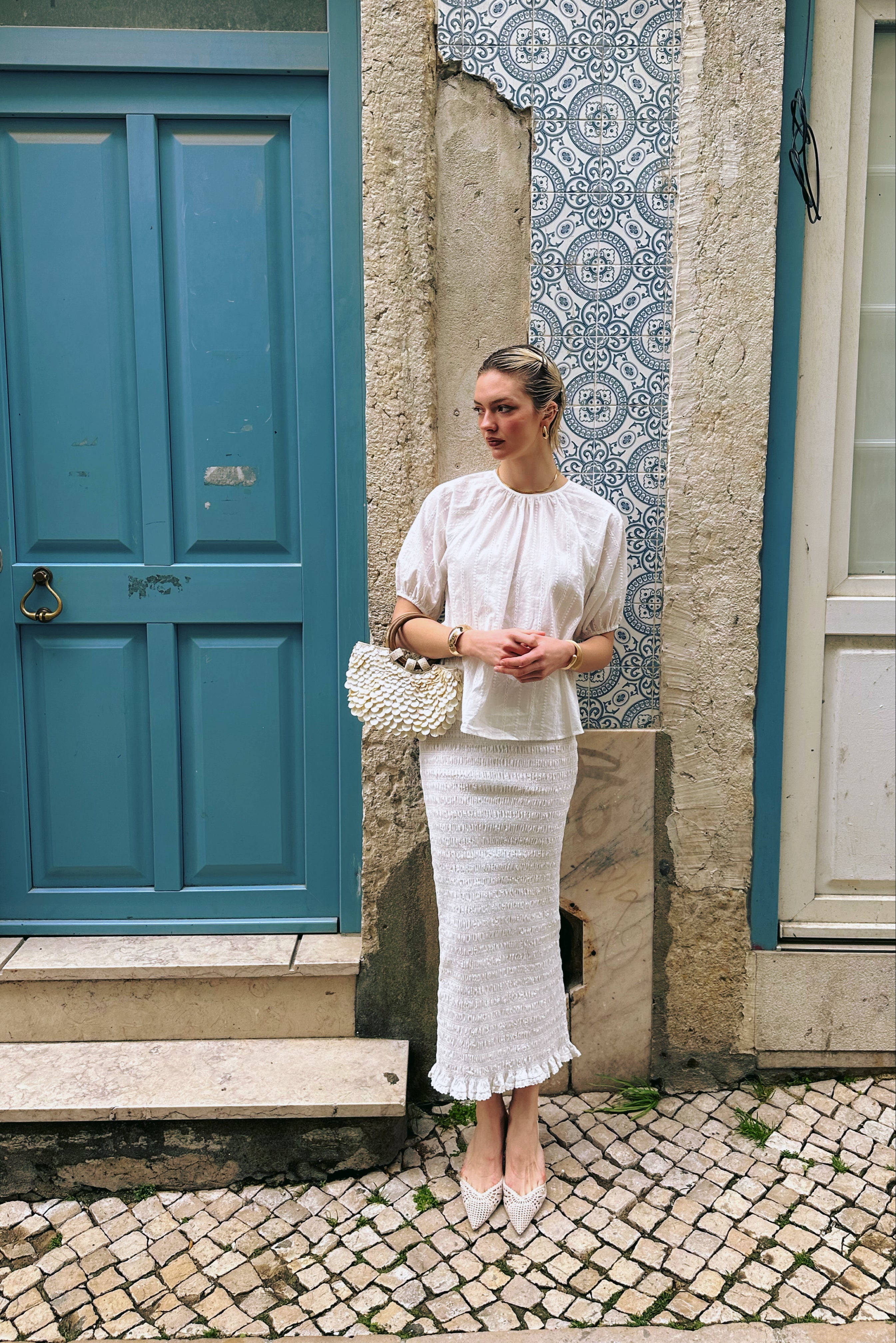 Chelsea Cotton Ivory Maxi Skirt