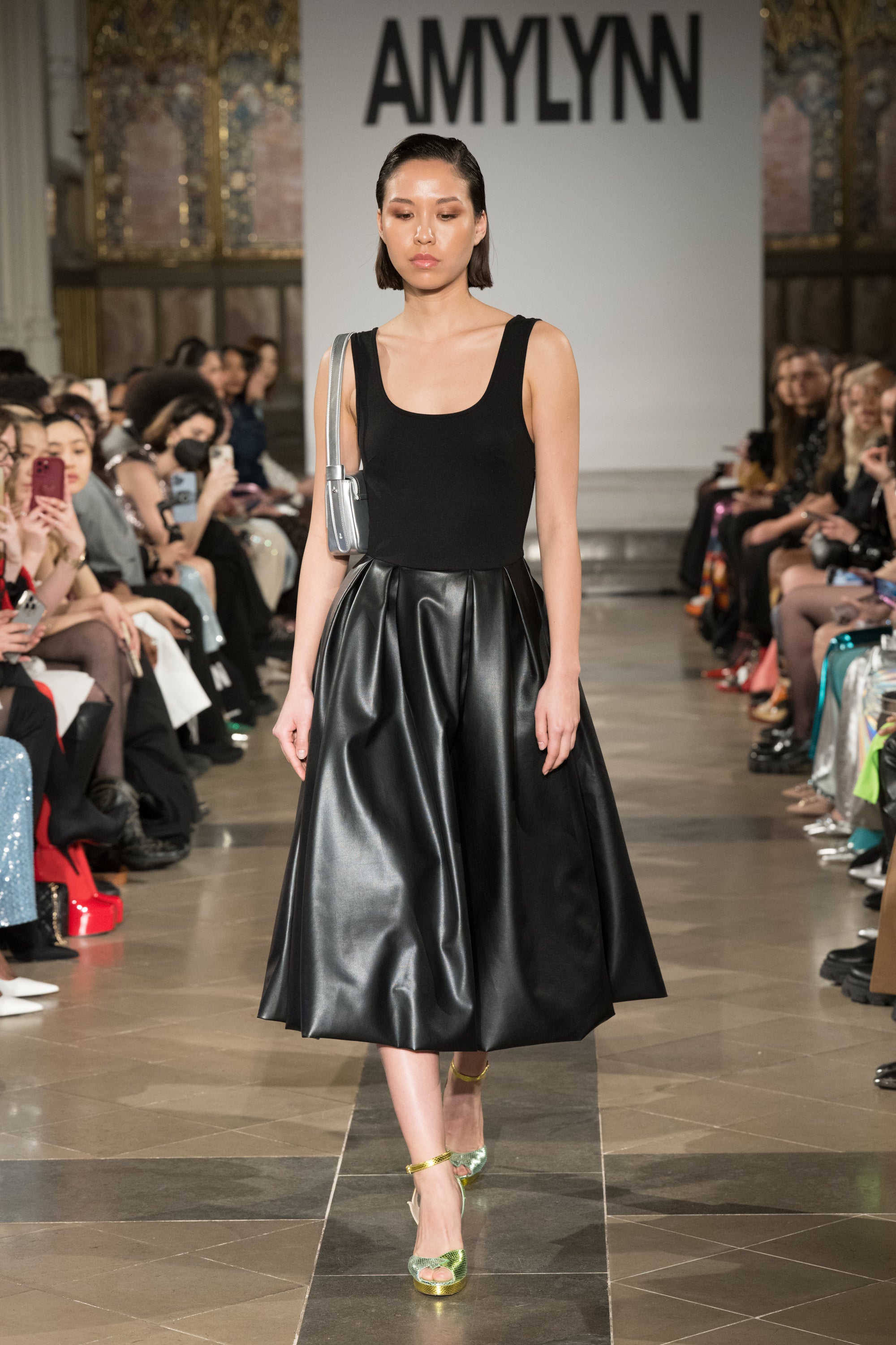 Addison Black Vegan Leather Puffball Dress