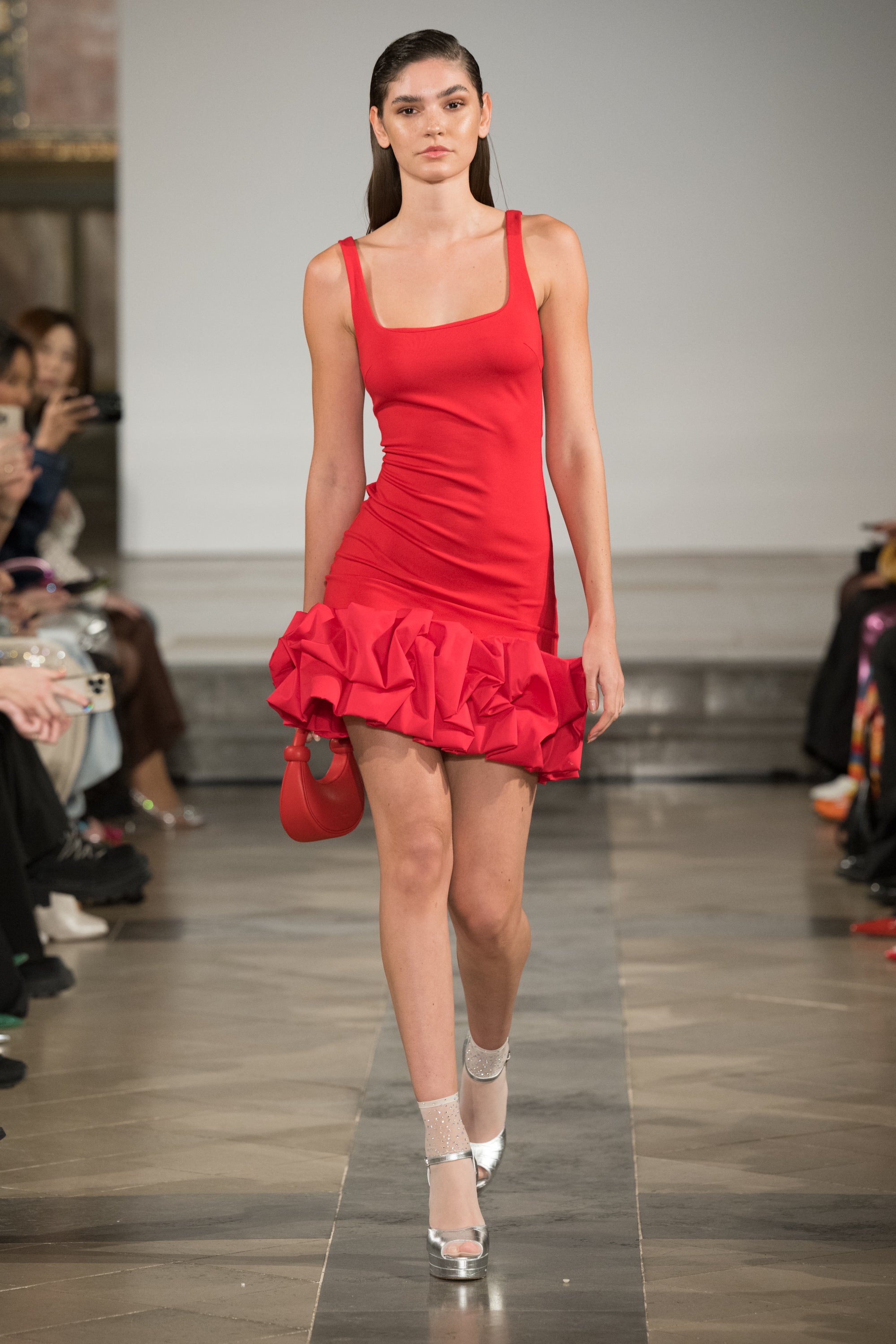 Ally Cherry Red Corsage Hem Mini Dress