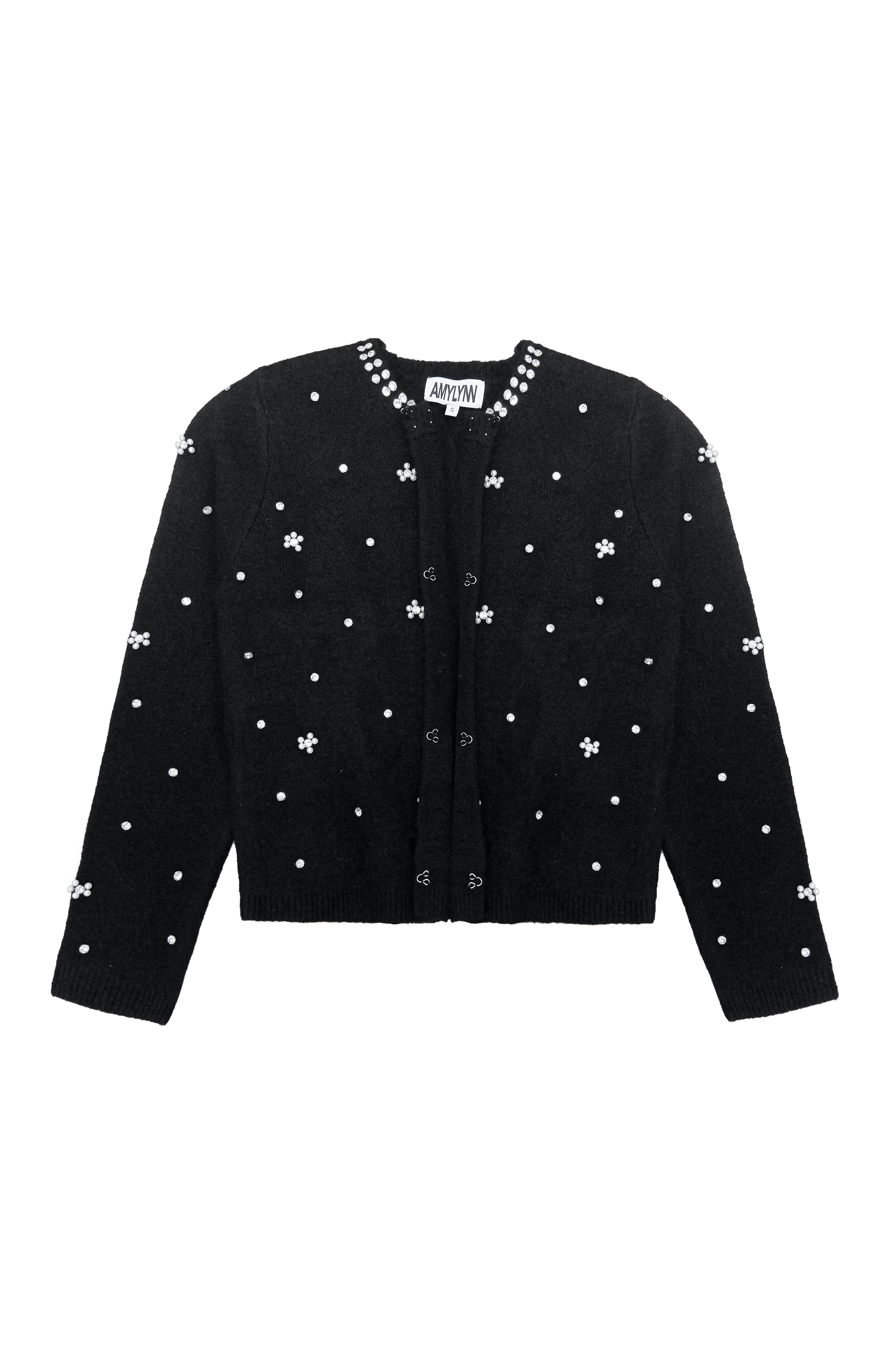 Luna Black Embellished Knit Top