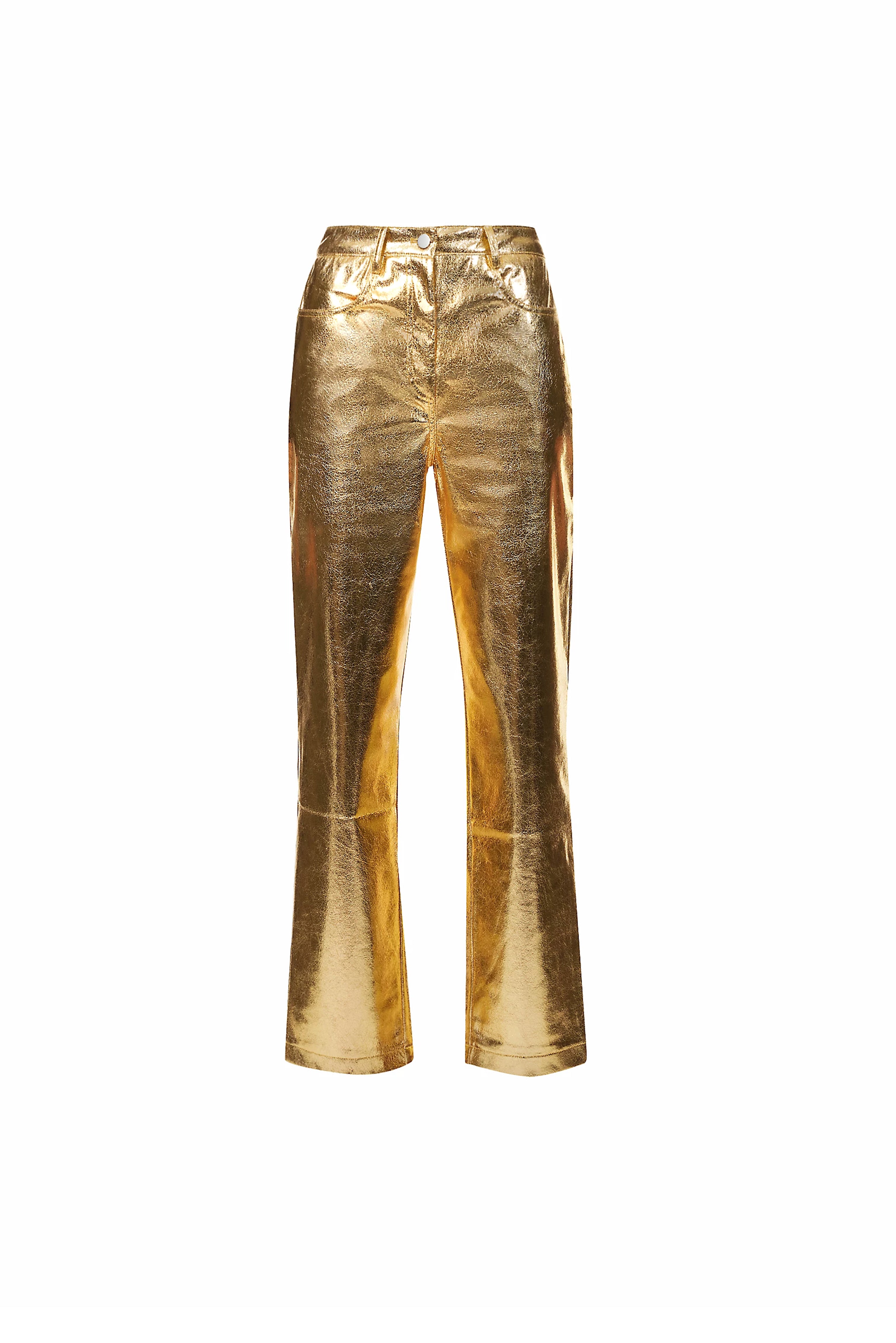 Lupe Gold Textured Metallic Trousers