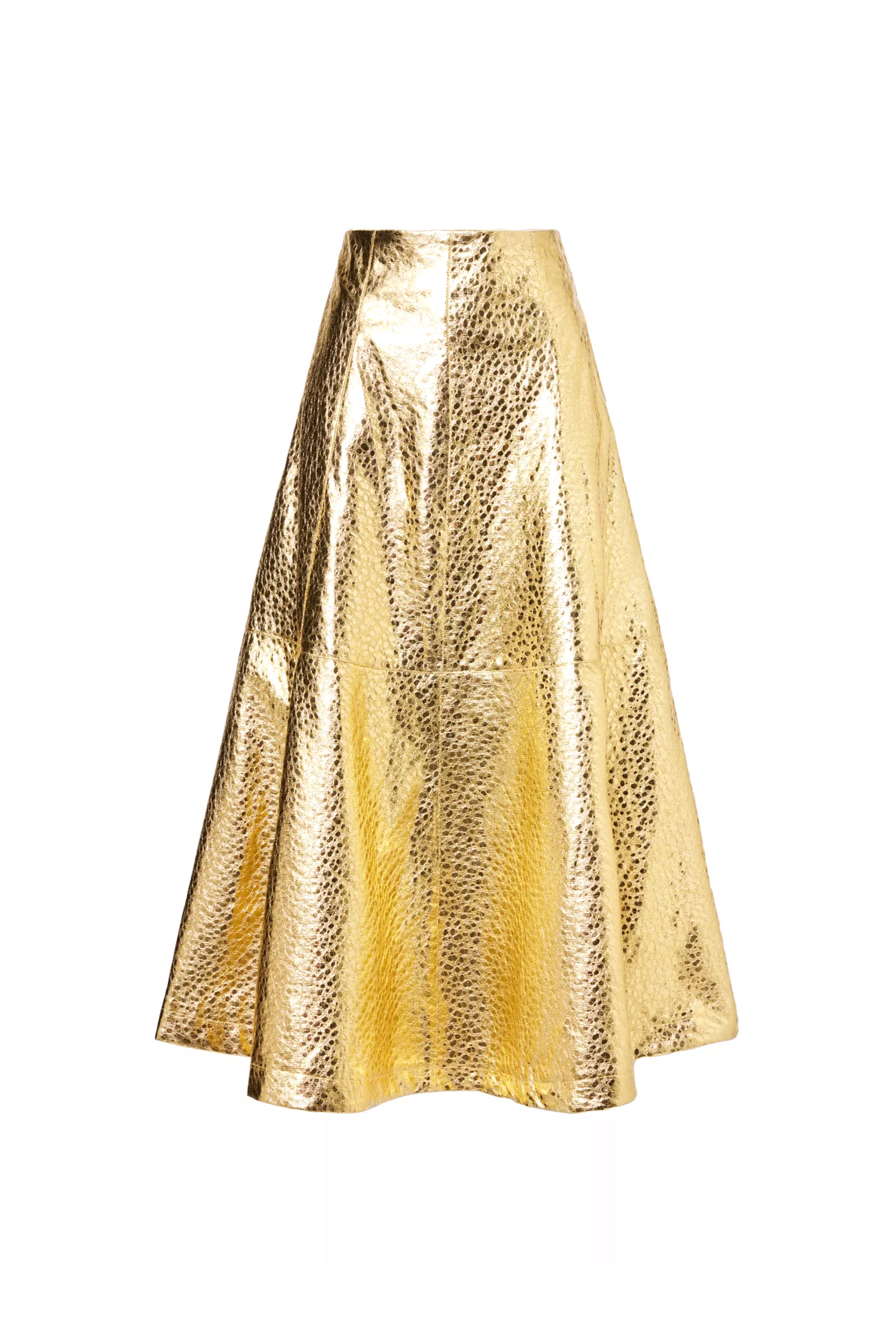 Phoebe Gold Metallic Maxi Skirt