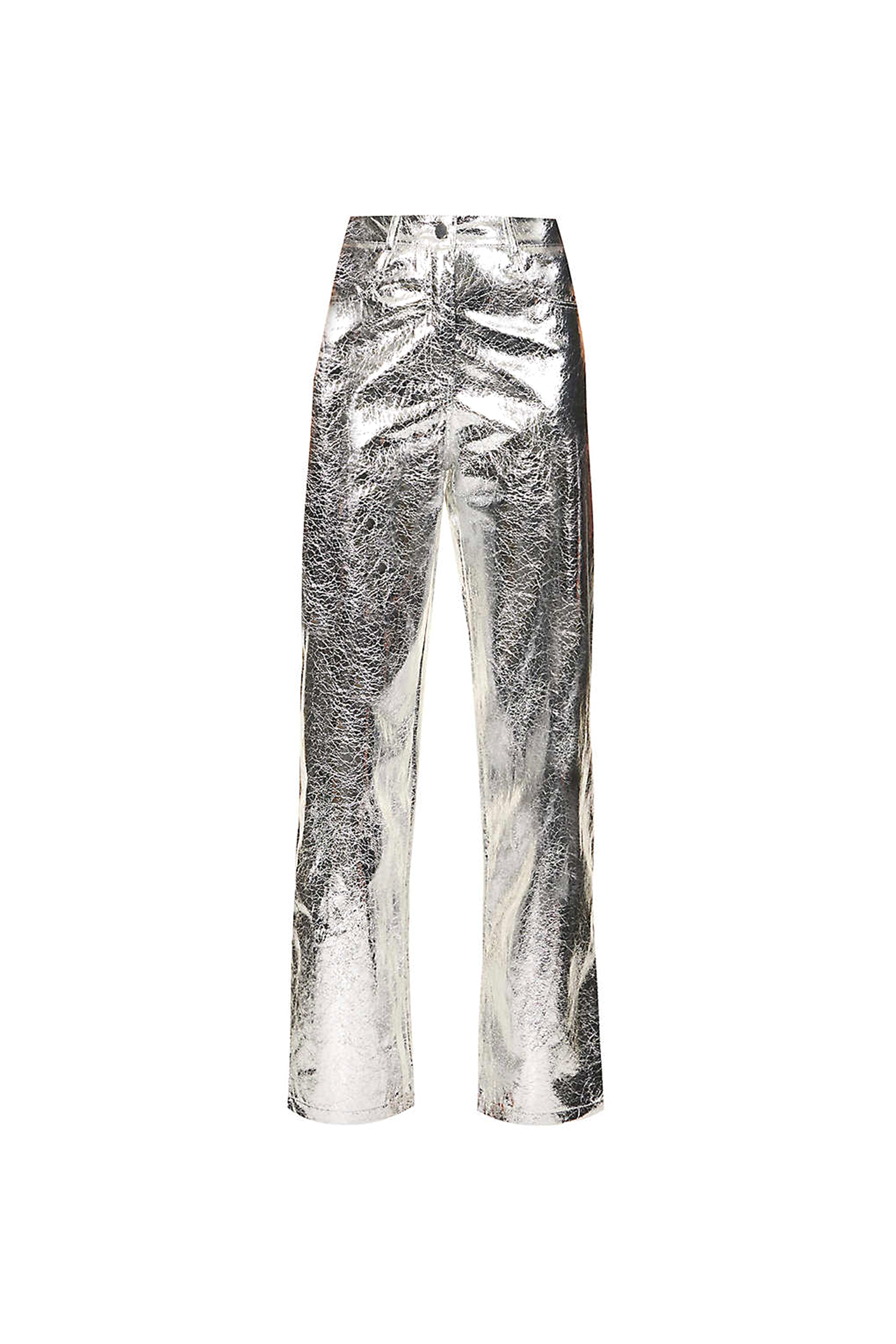 Lupe Silver Textured Metallic Trousers