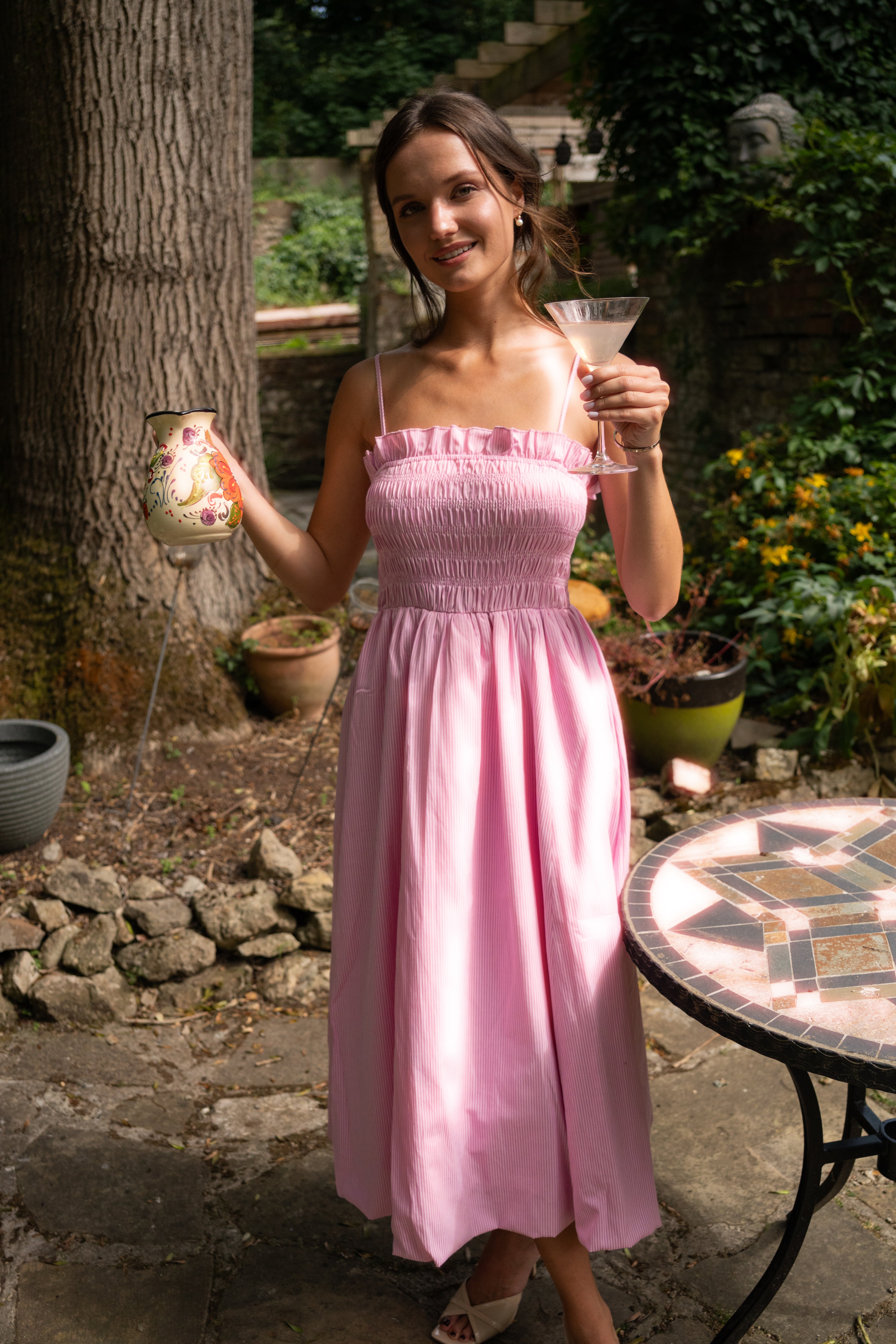 Polly Pure Cotton Pink Stripe Puffball Dress