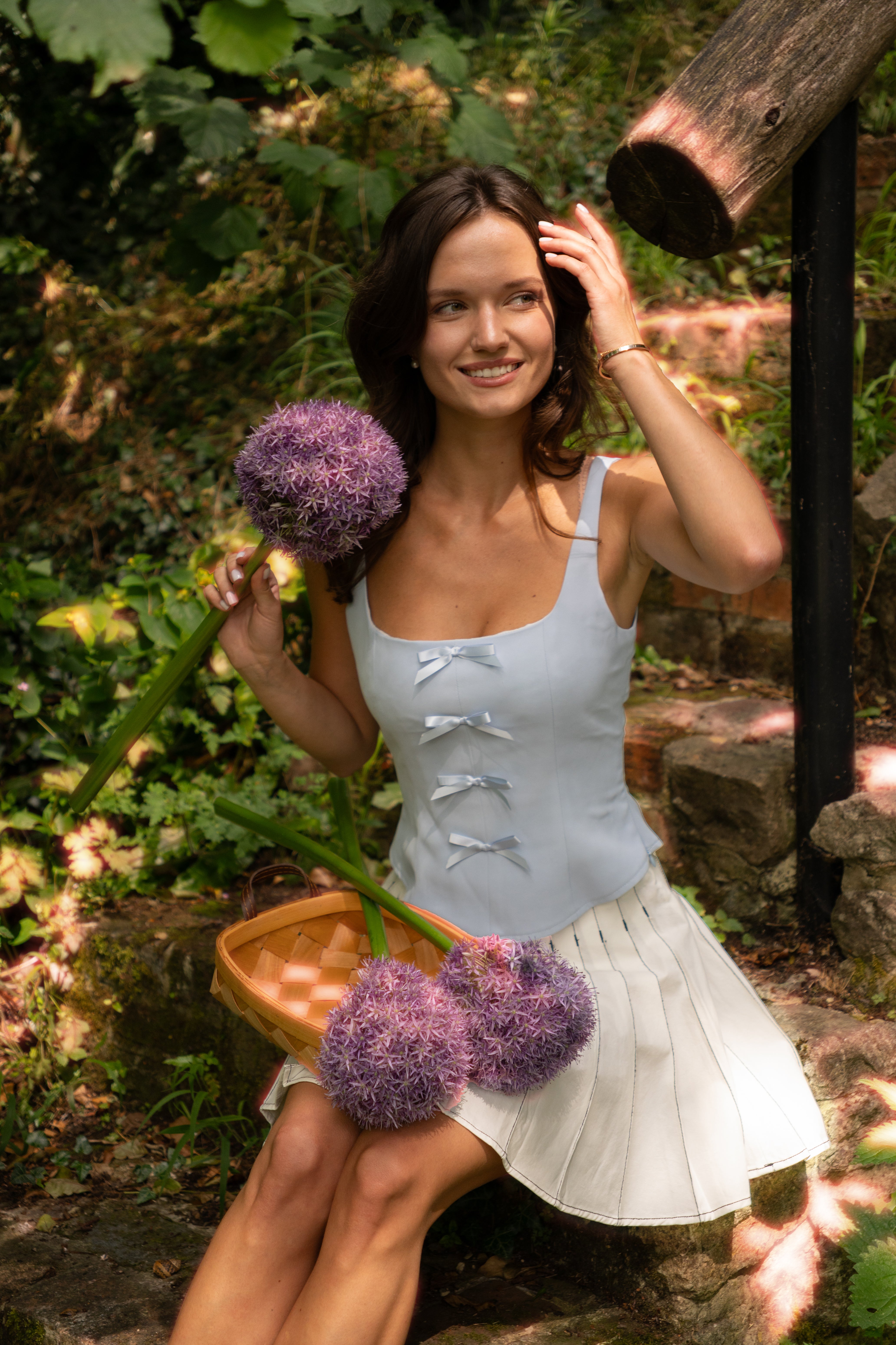 Kady Blue Ribbon Detail Corset Top