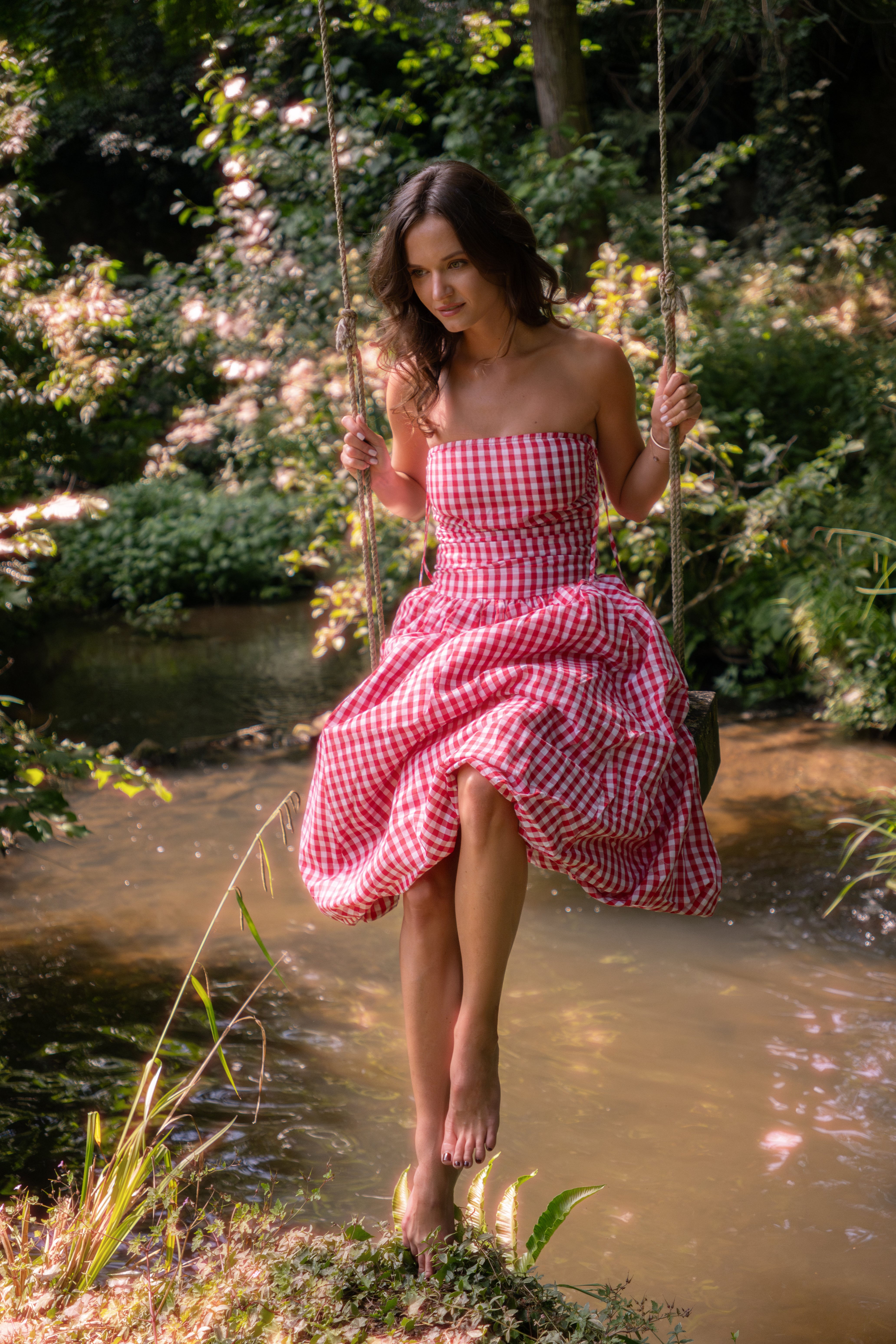 Alexa Red Gingham Puffball Dress