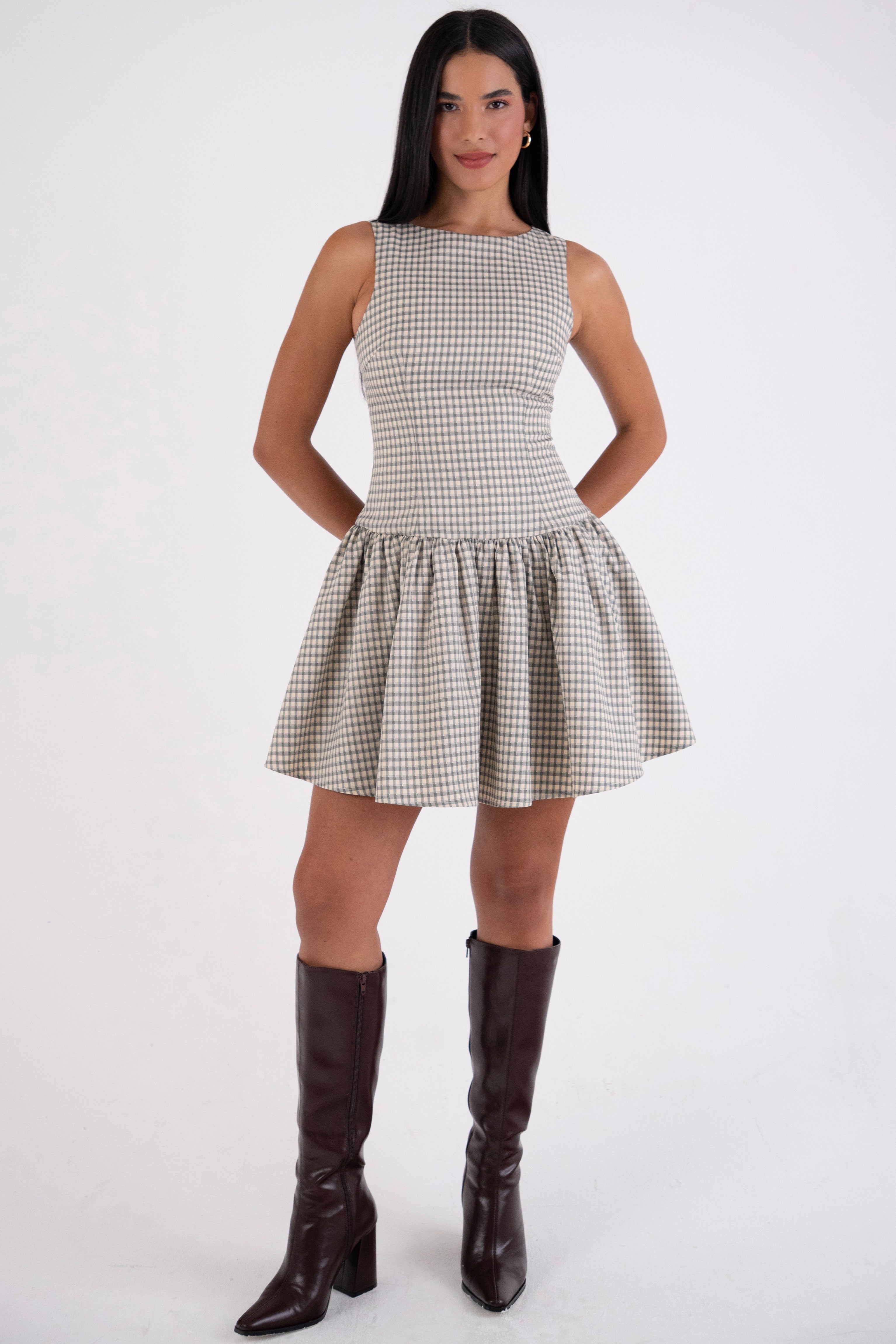 Twiggy Pure Cotton Gingham Check Mini Dress