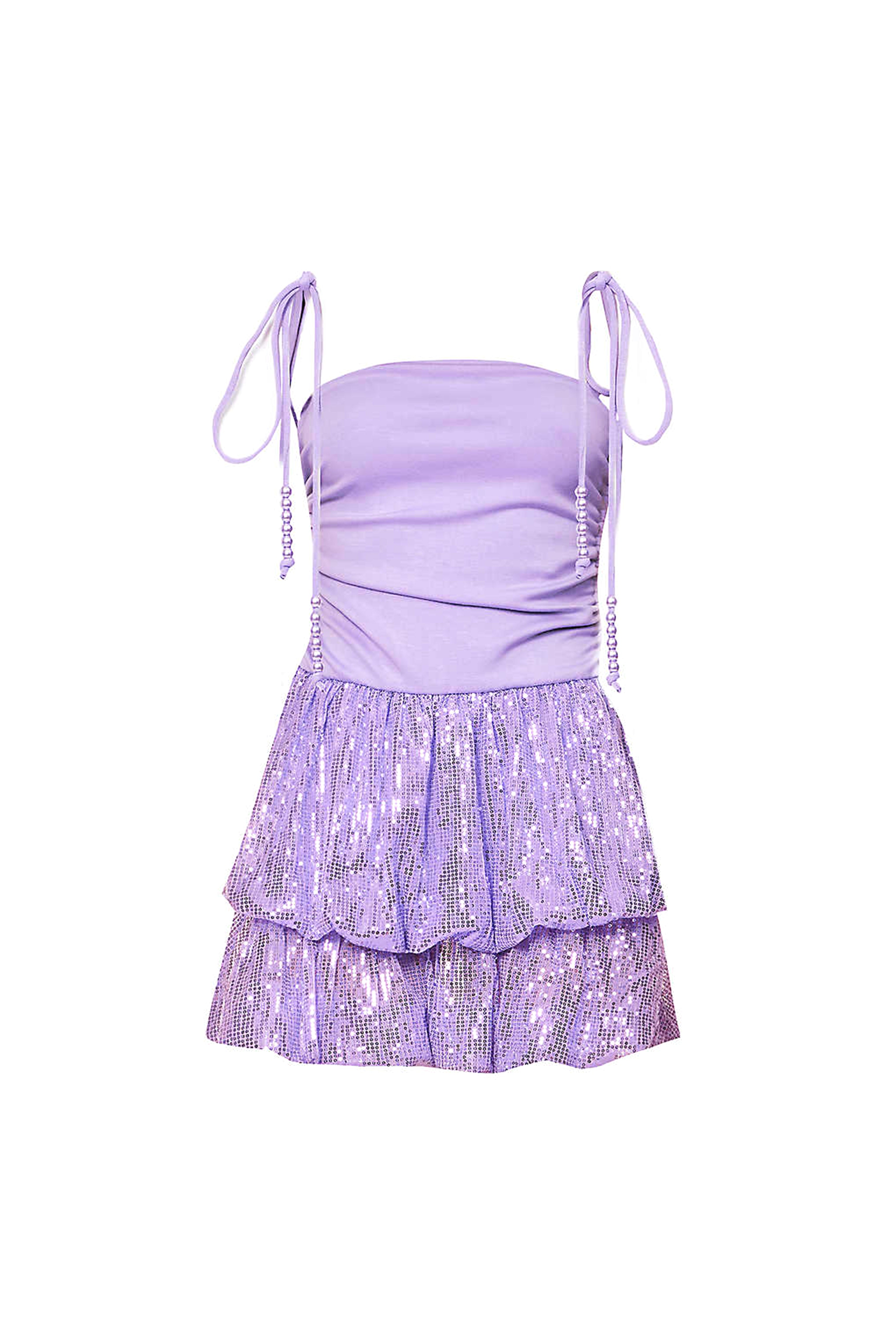 Ellie Purple Puffball Tulle Sequin Skirt Mini Dress