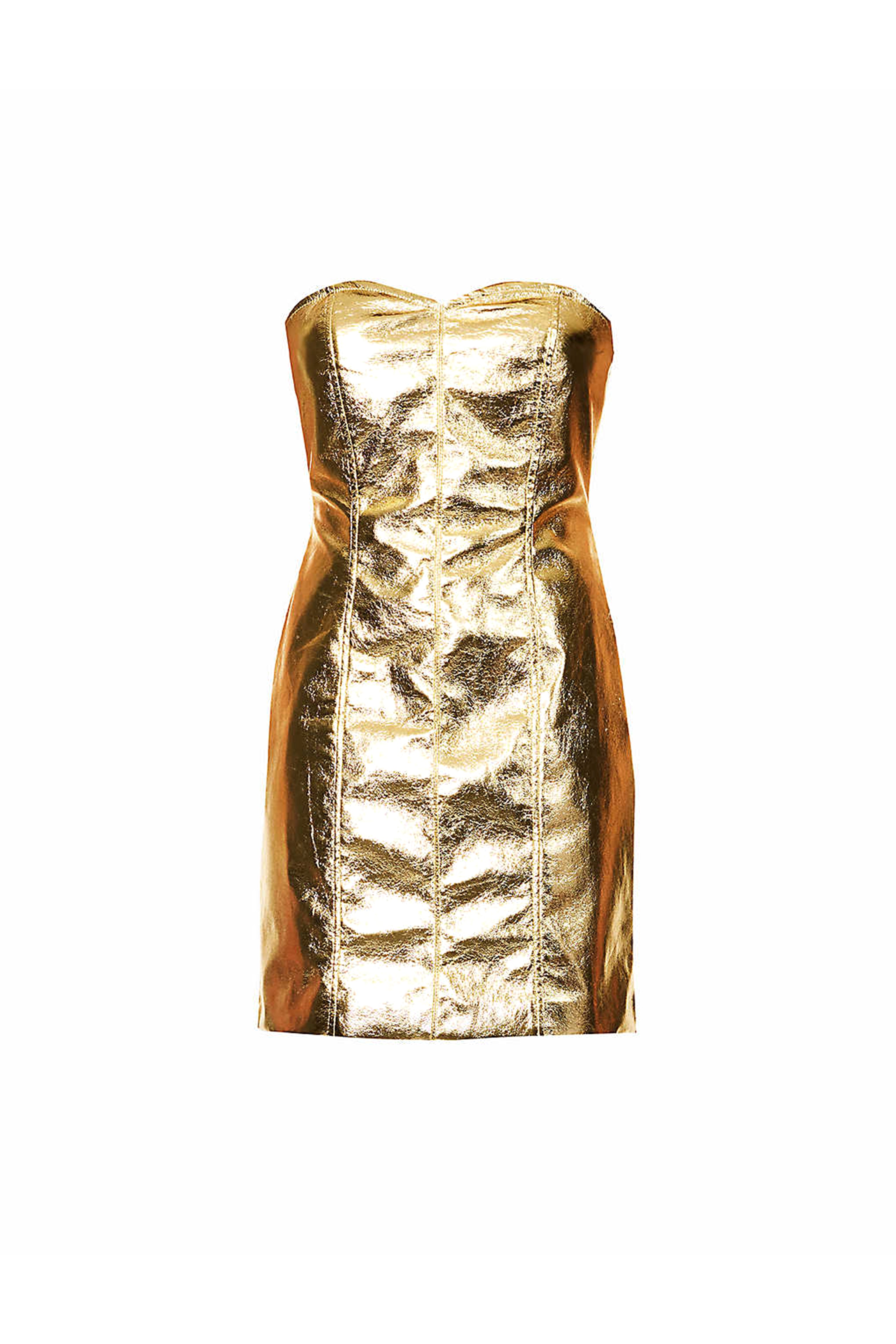 Johanna Gold Metallic Faux Leather Bandeau Mini Dress | AmyLynn