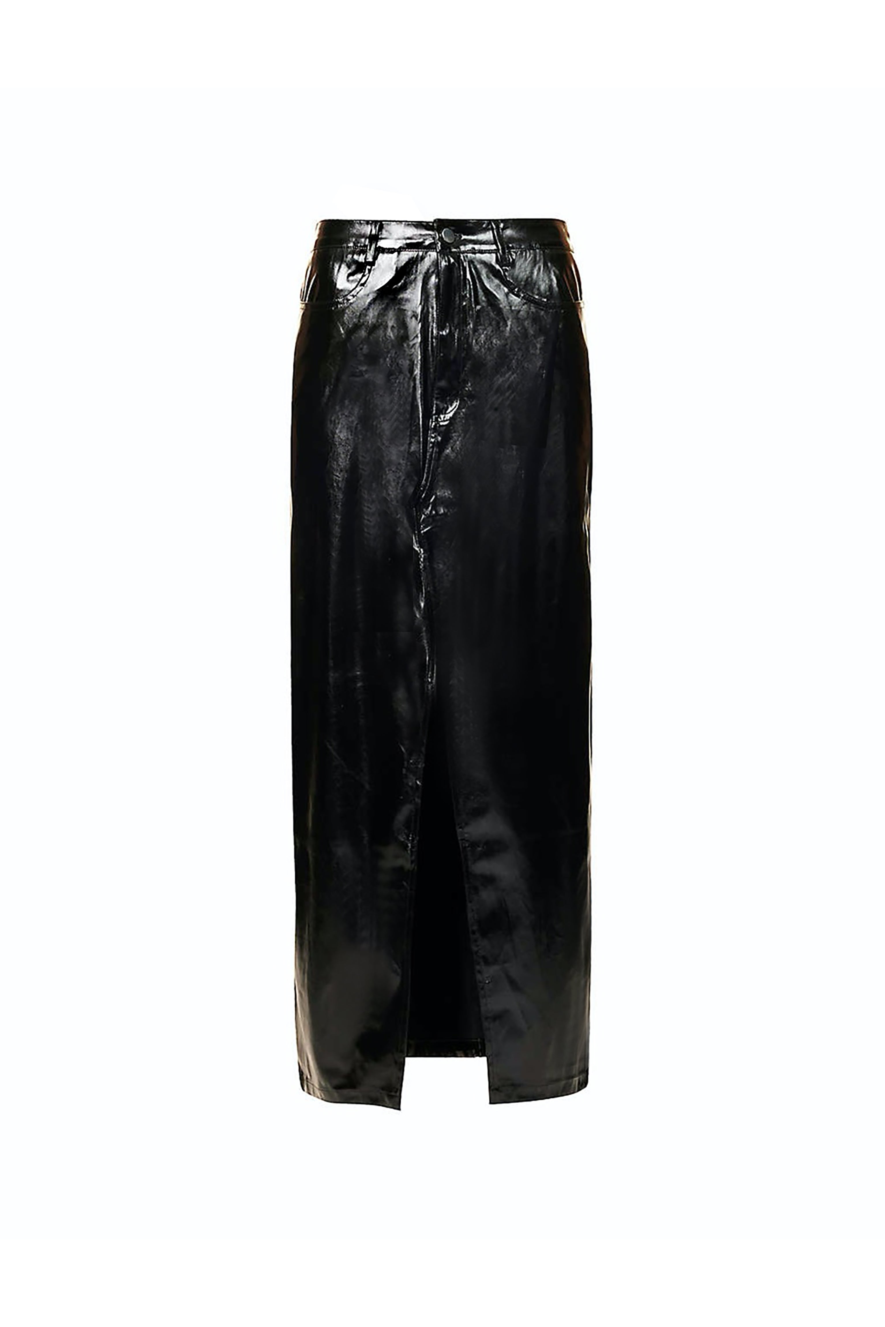 Lupe Black Metallic Leather Maxi Skirt