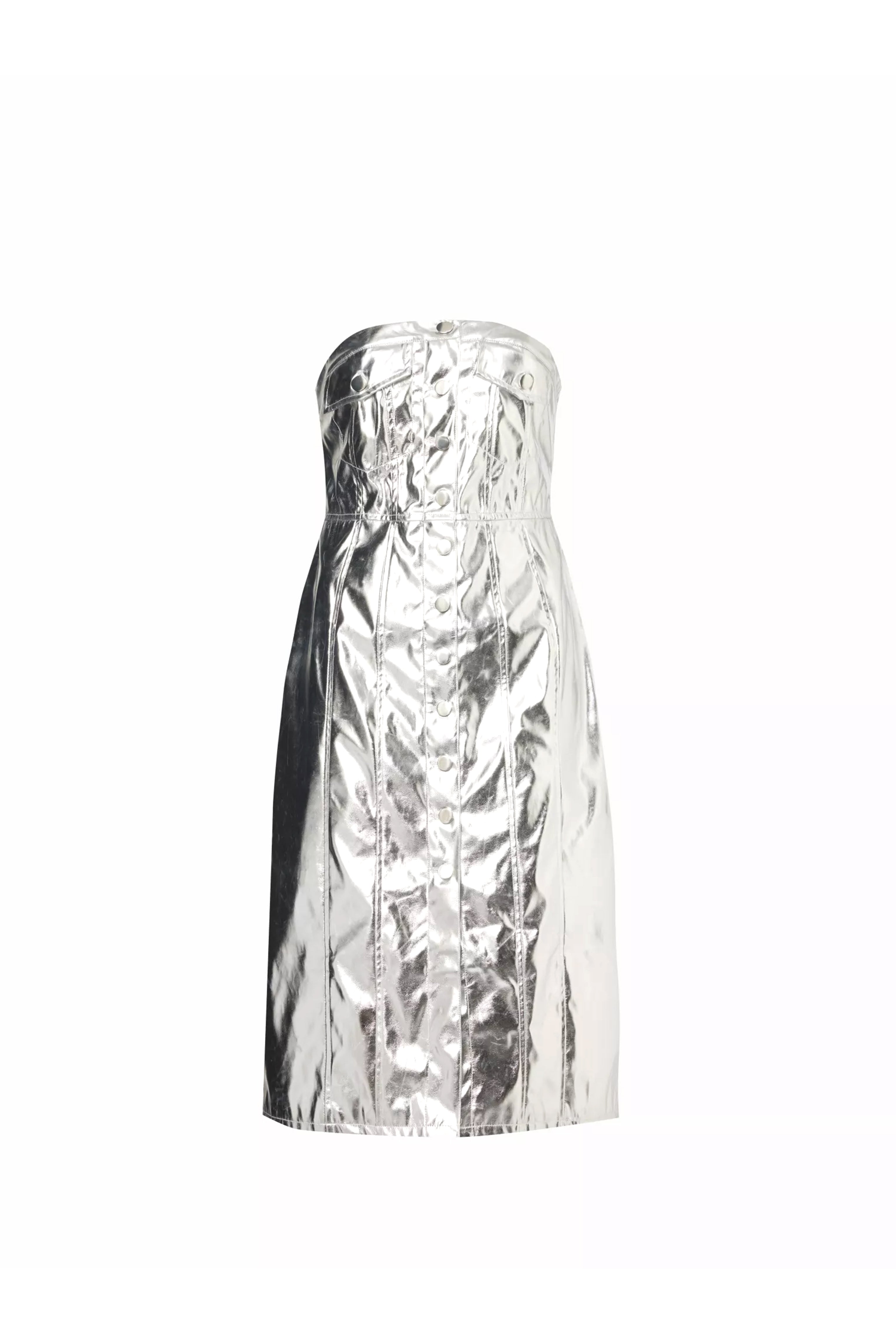 Hudson Silver Metallic Bandeau Midi Dress