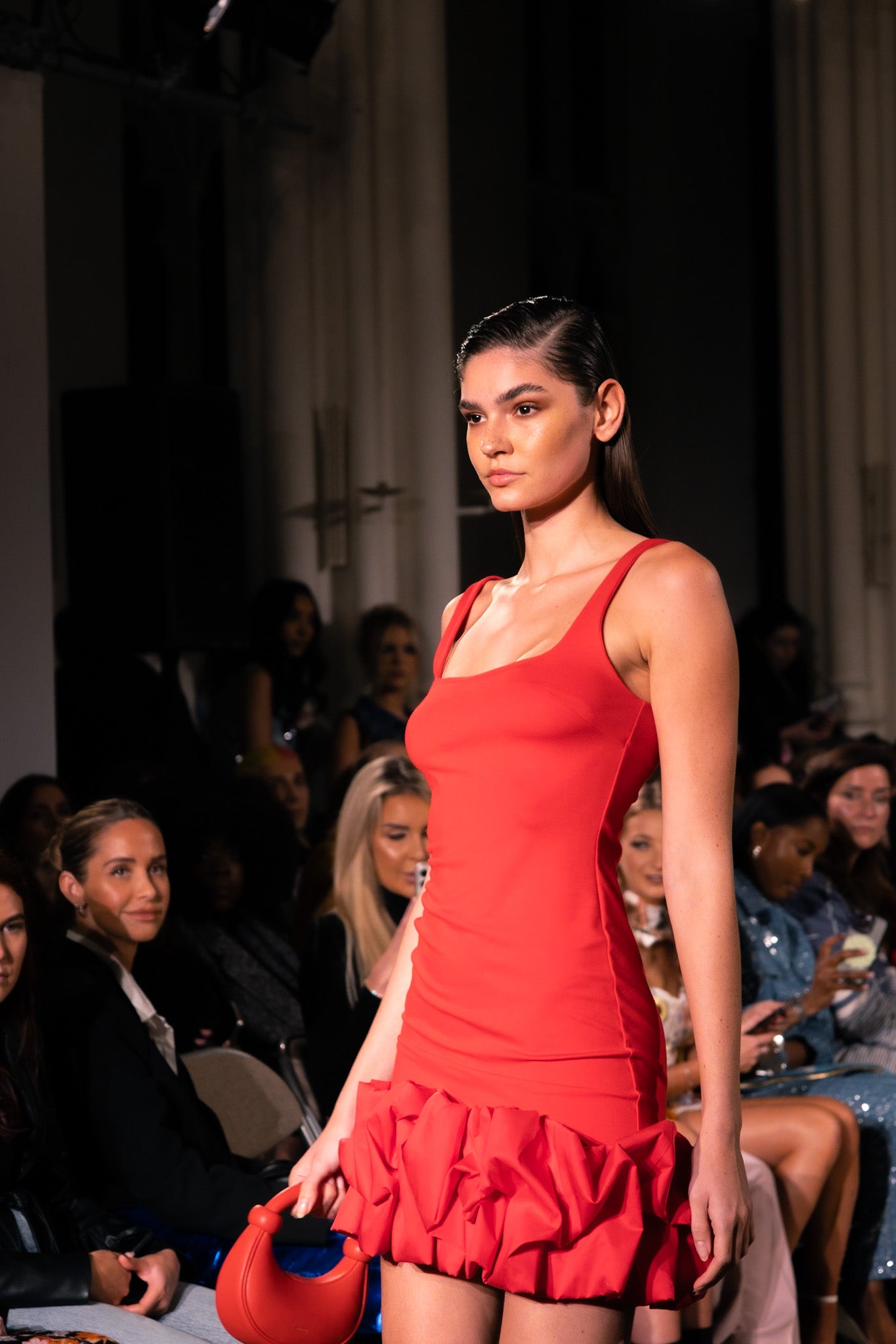 Ally Cherry Red Corsage Hem Mini Dress