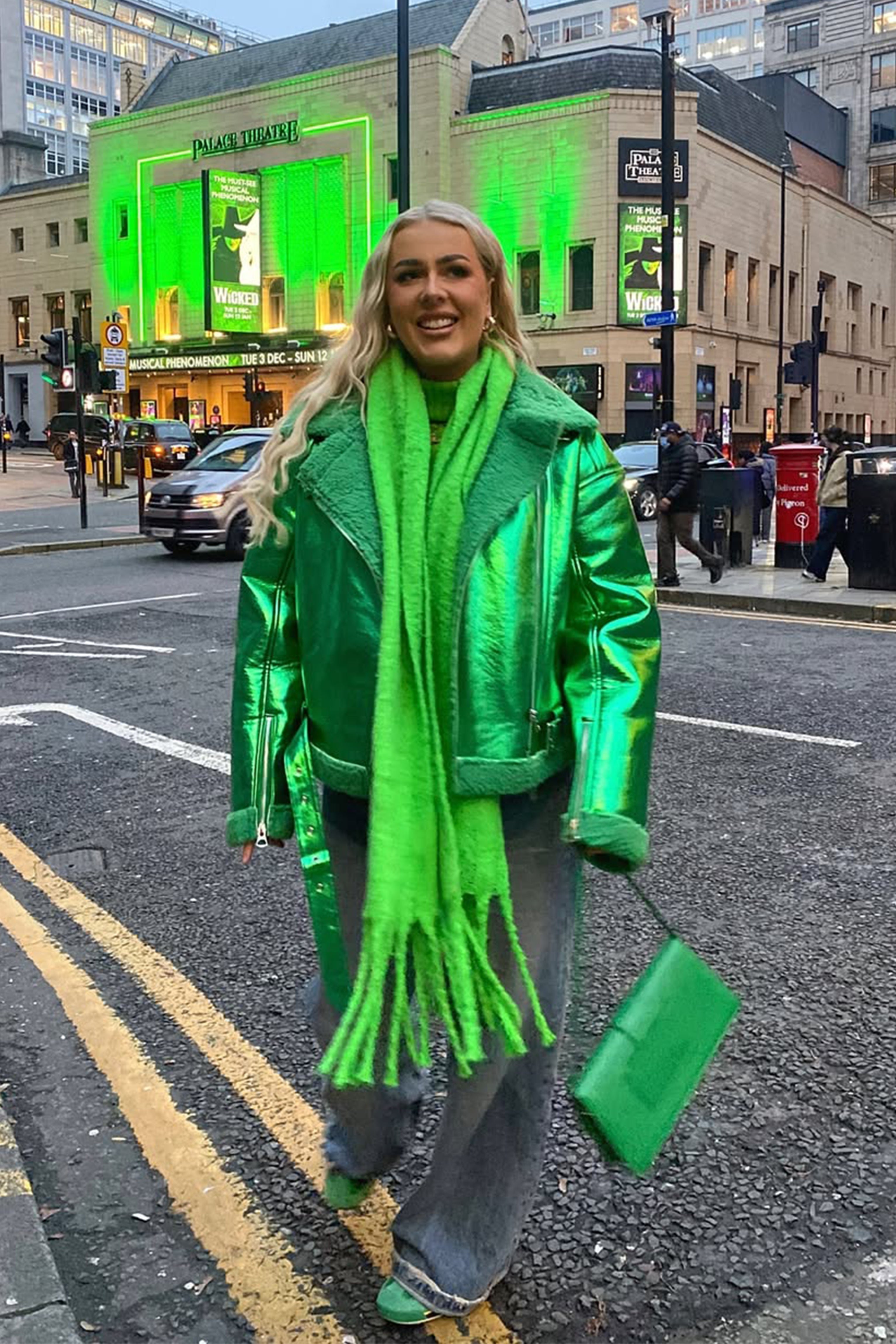 Otto Metallic Green Biker Jacket