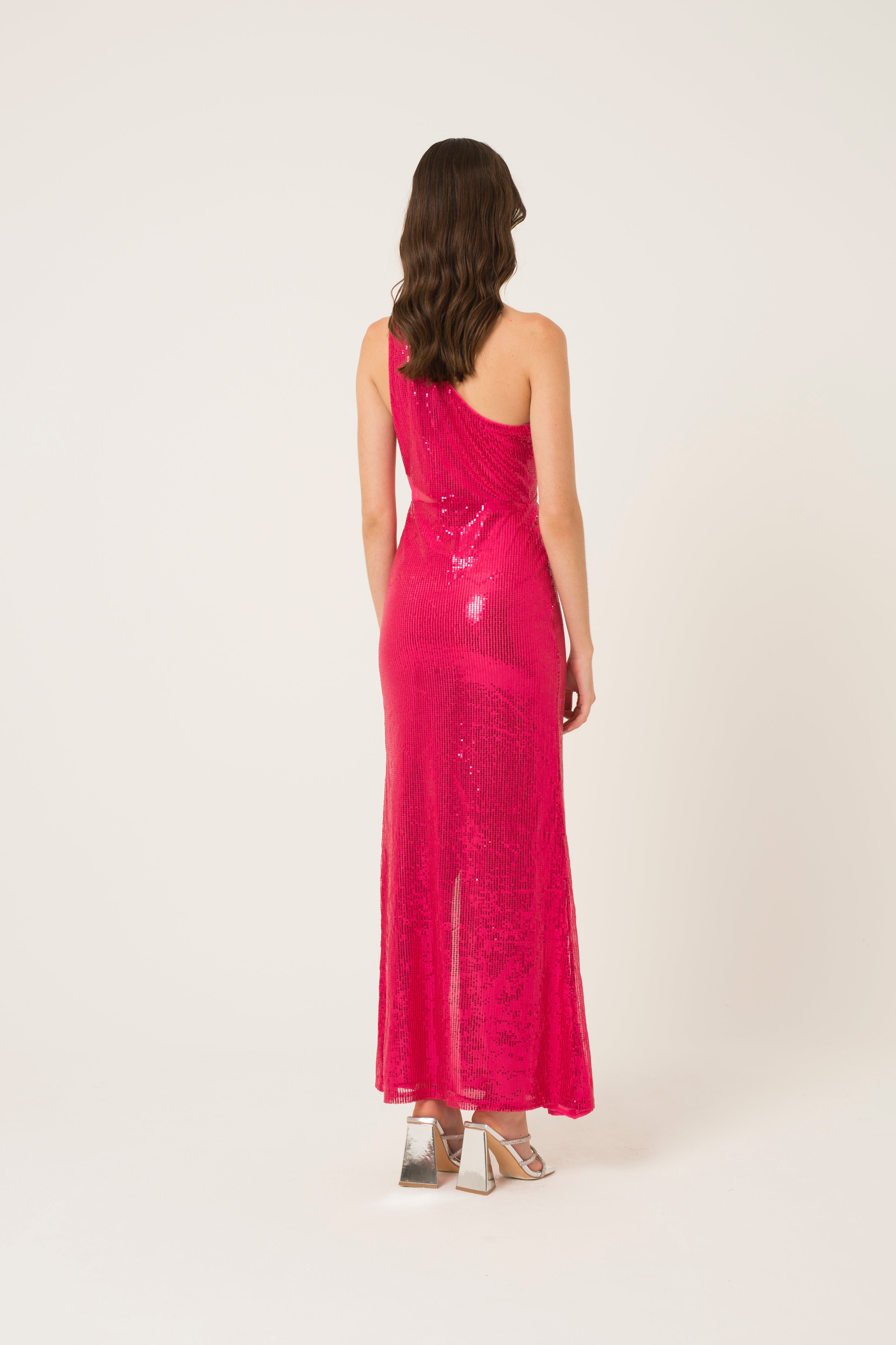 Fevan Pink High Slit Sequin Embellished Maxi Dress - Statement Occasion wear |  AmyLynn 