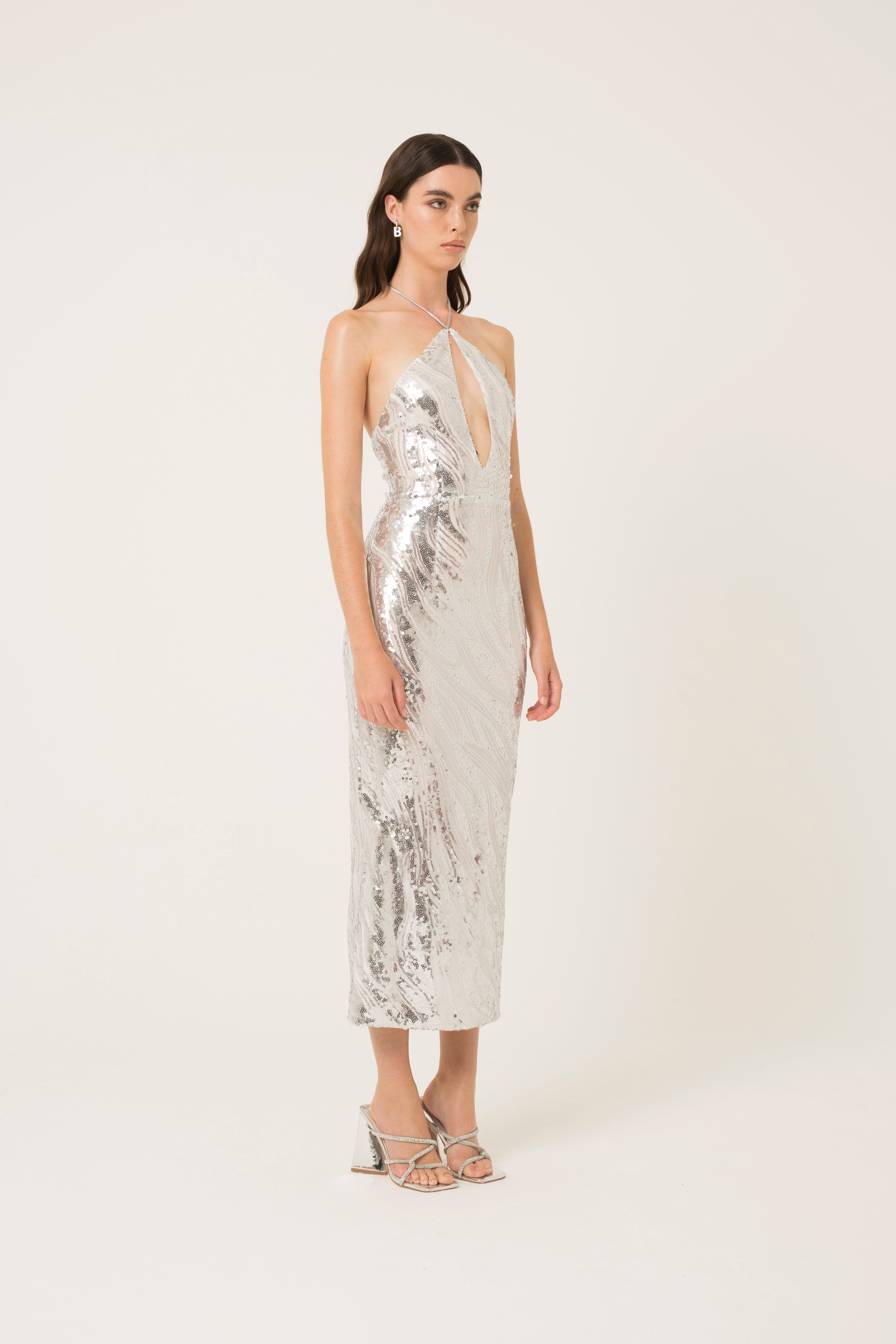 Winonah Silver Halter Neck Dress
