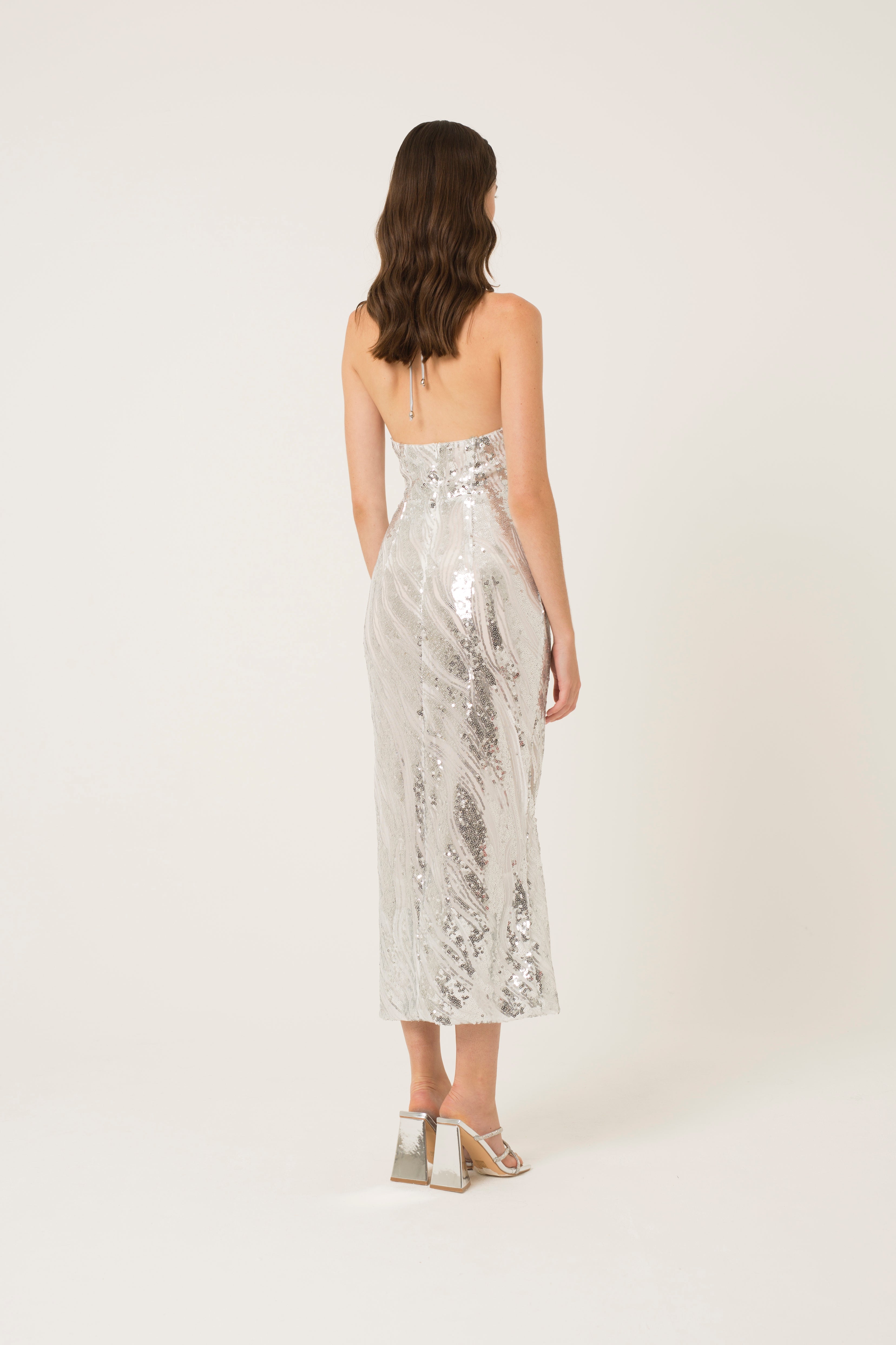 Winonah Silver Halter Neck Dress