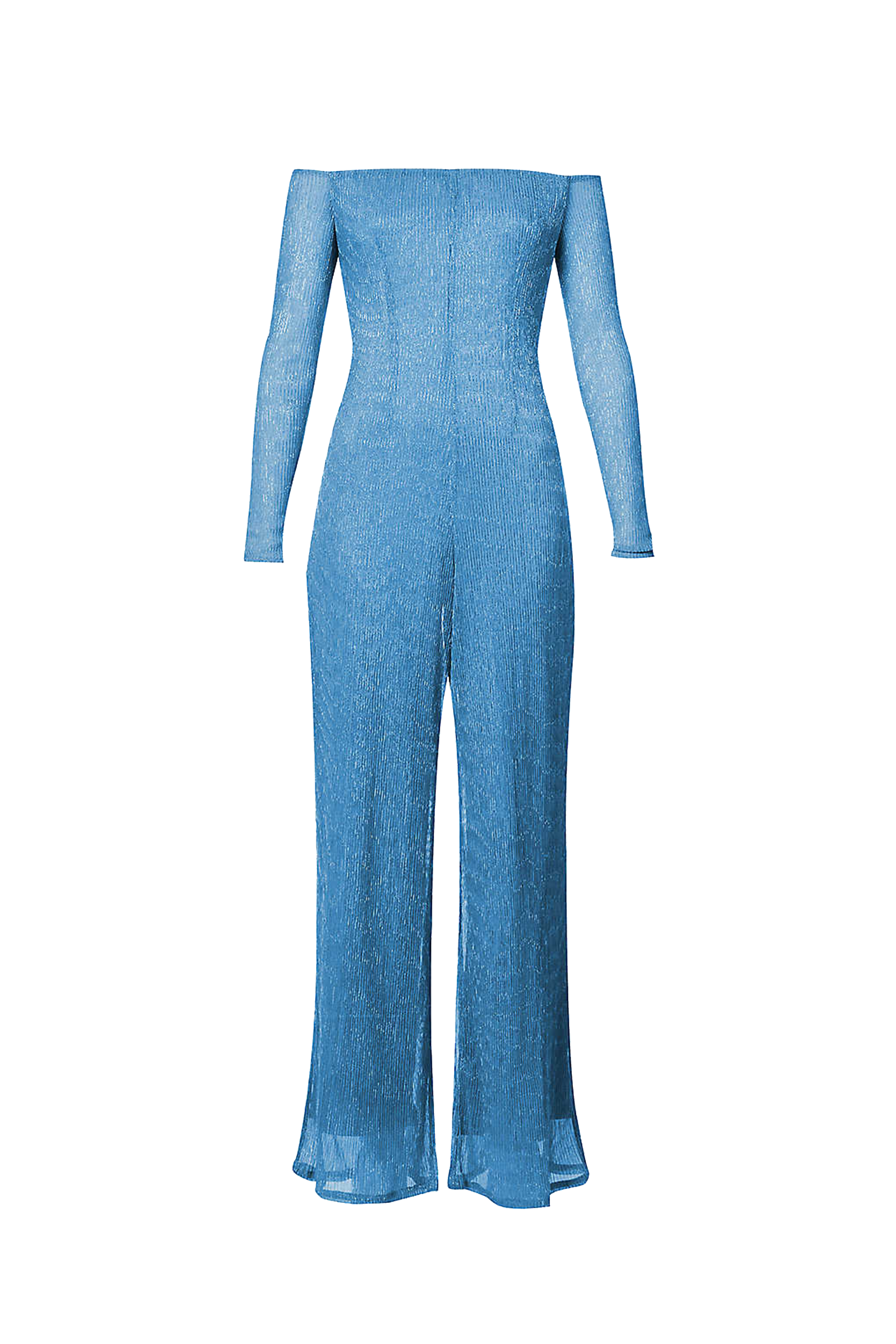Odette Blue Metallic Plisse Jumpsuit