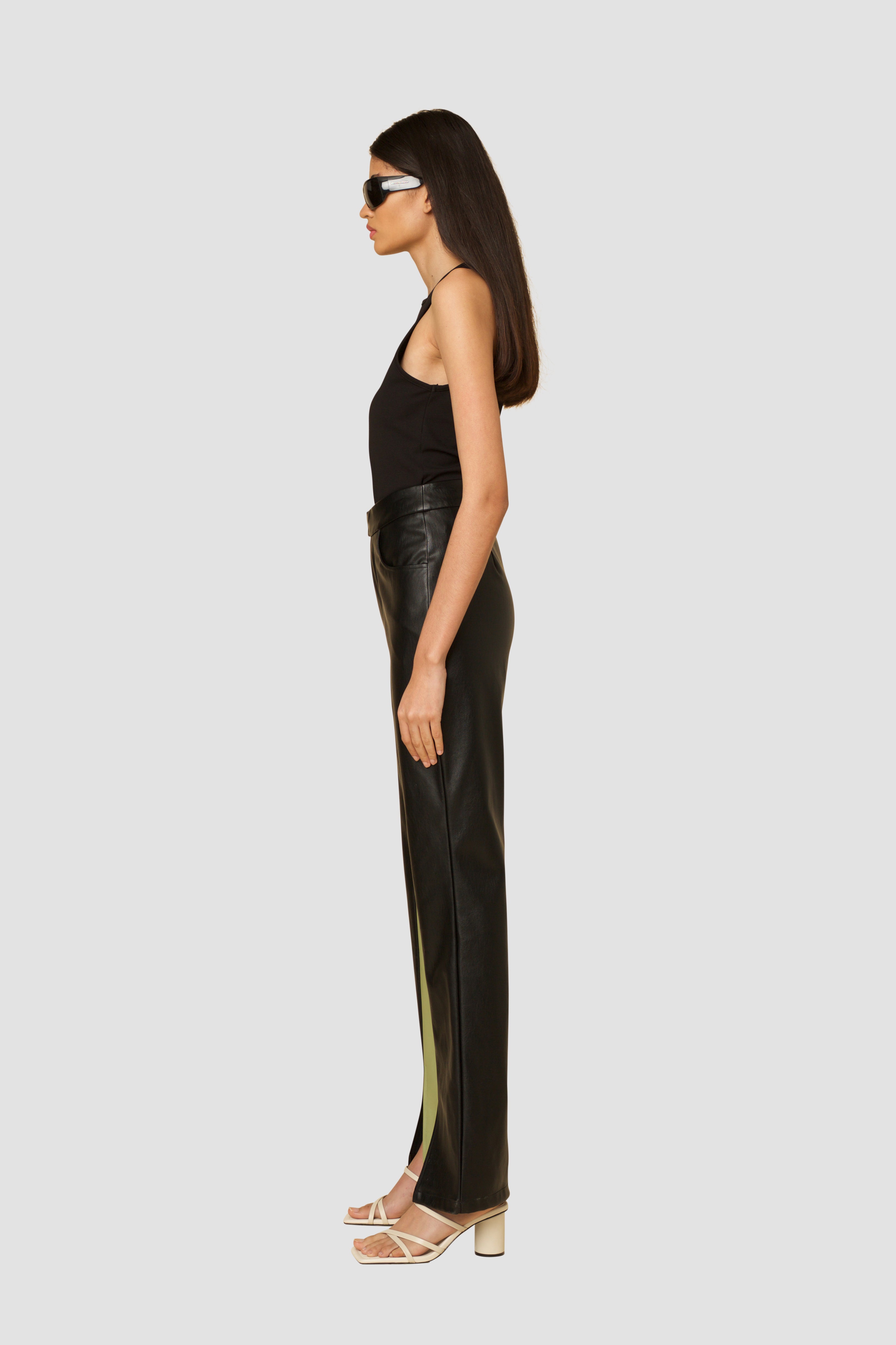 Aida Black Faux-Leather Trouser