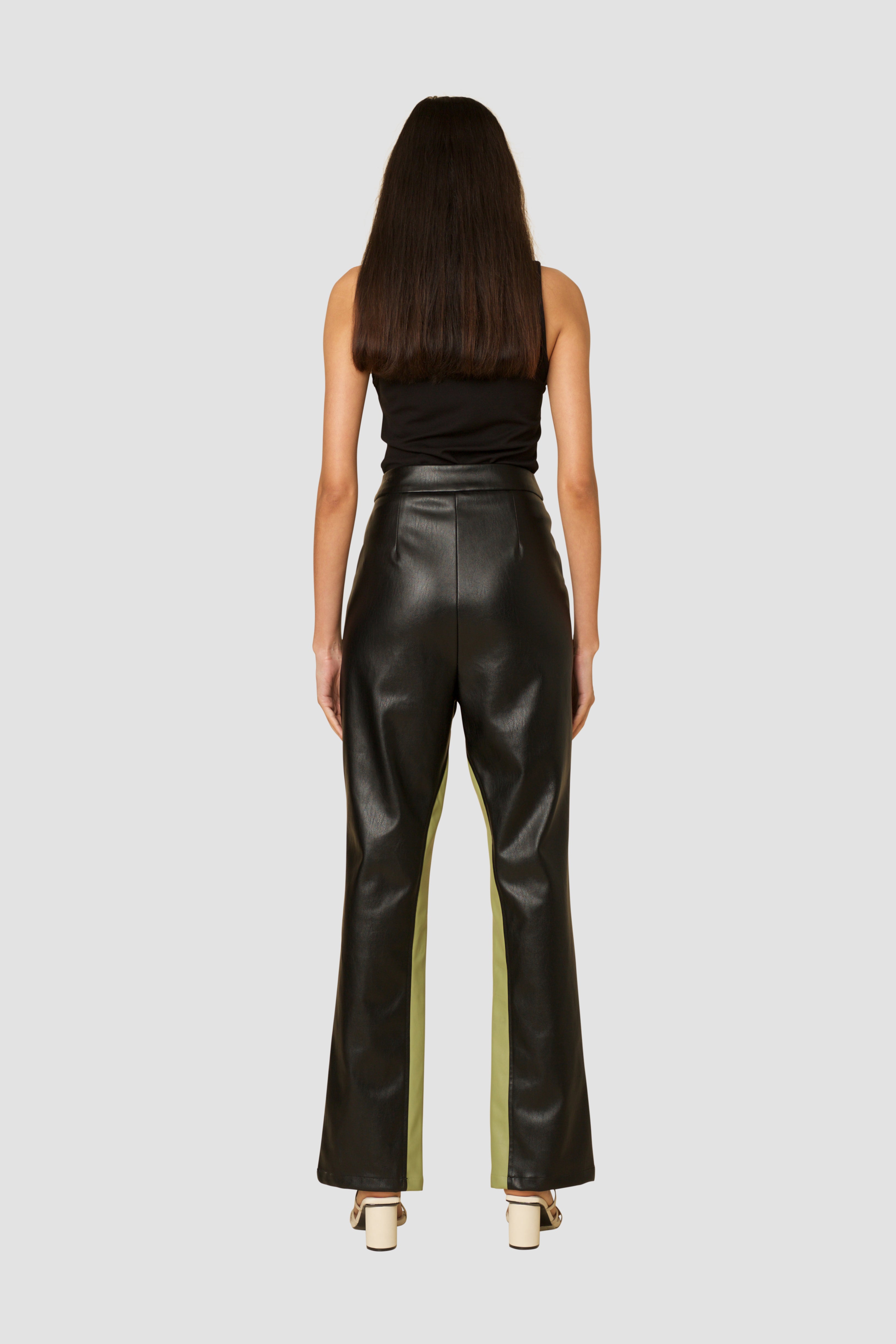 Aida Black Faux-Leather Trouser