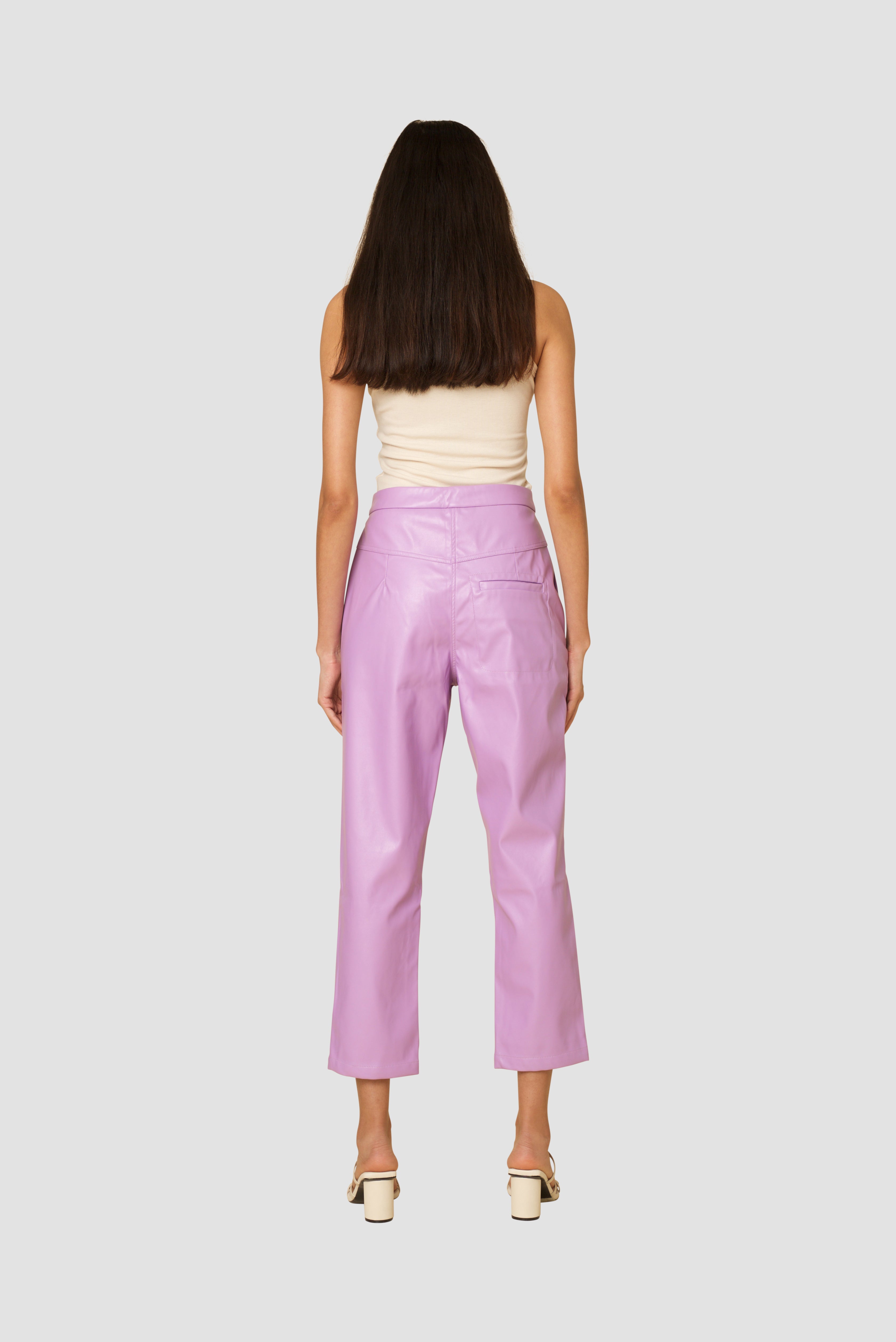 Zoe Lilac Faux Leather Trousers