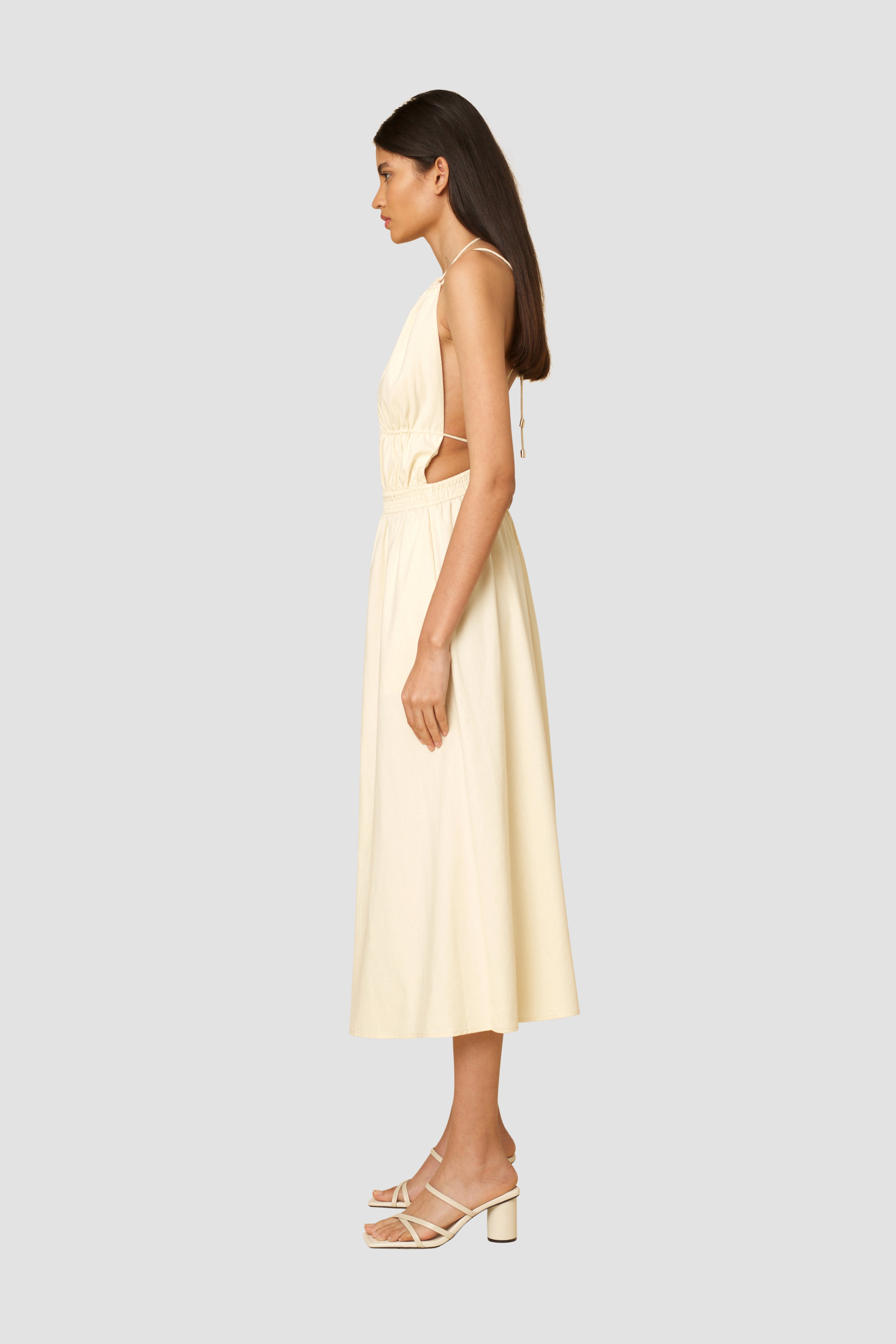 Hattie Summer Sleeveless Cream Cotton Maxi Dress