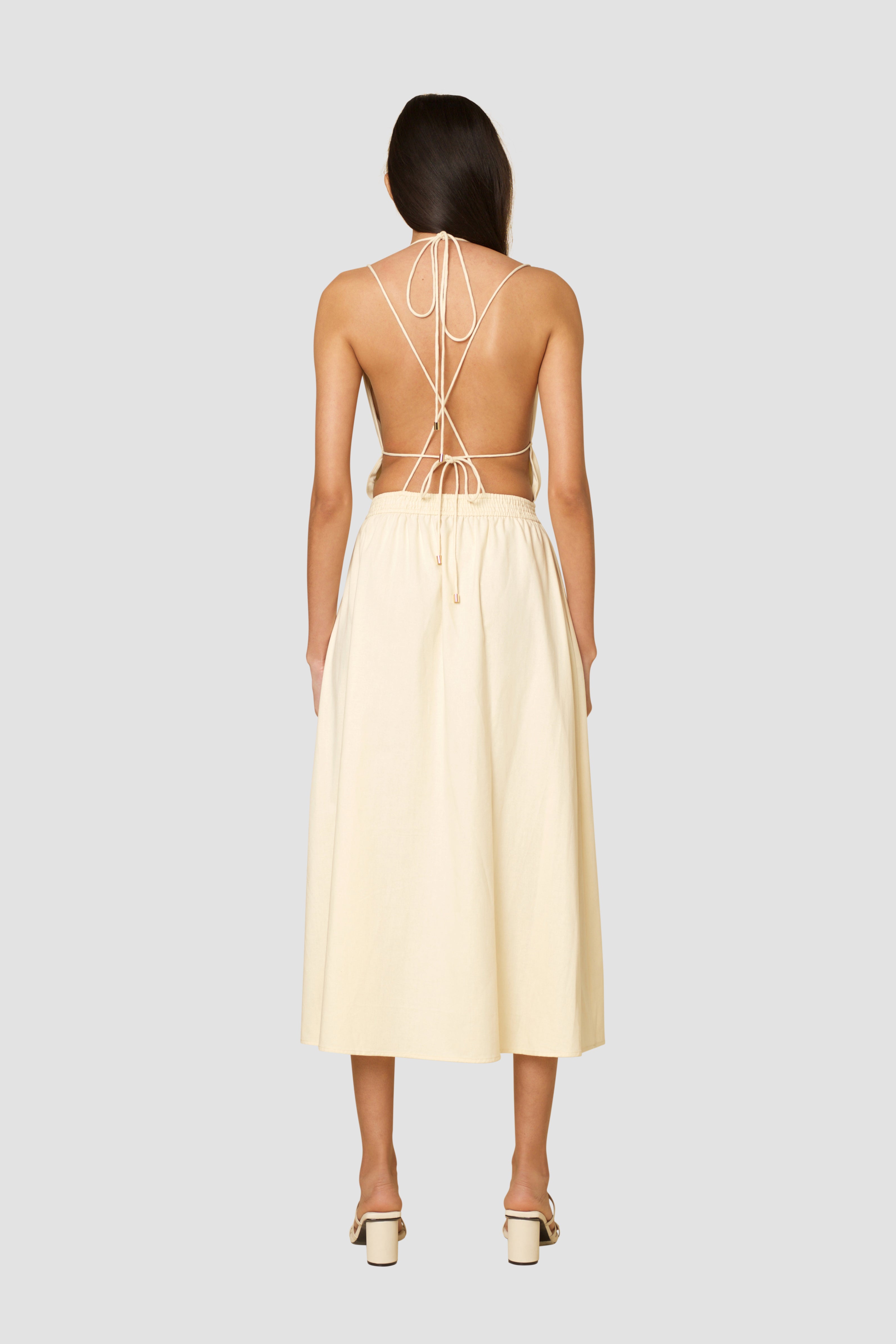 Hattie Summer Sleeveless Cream Cotton Maxi Dress