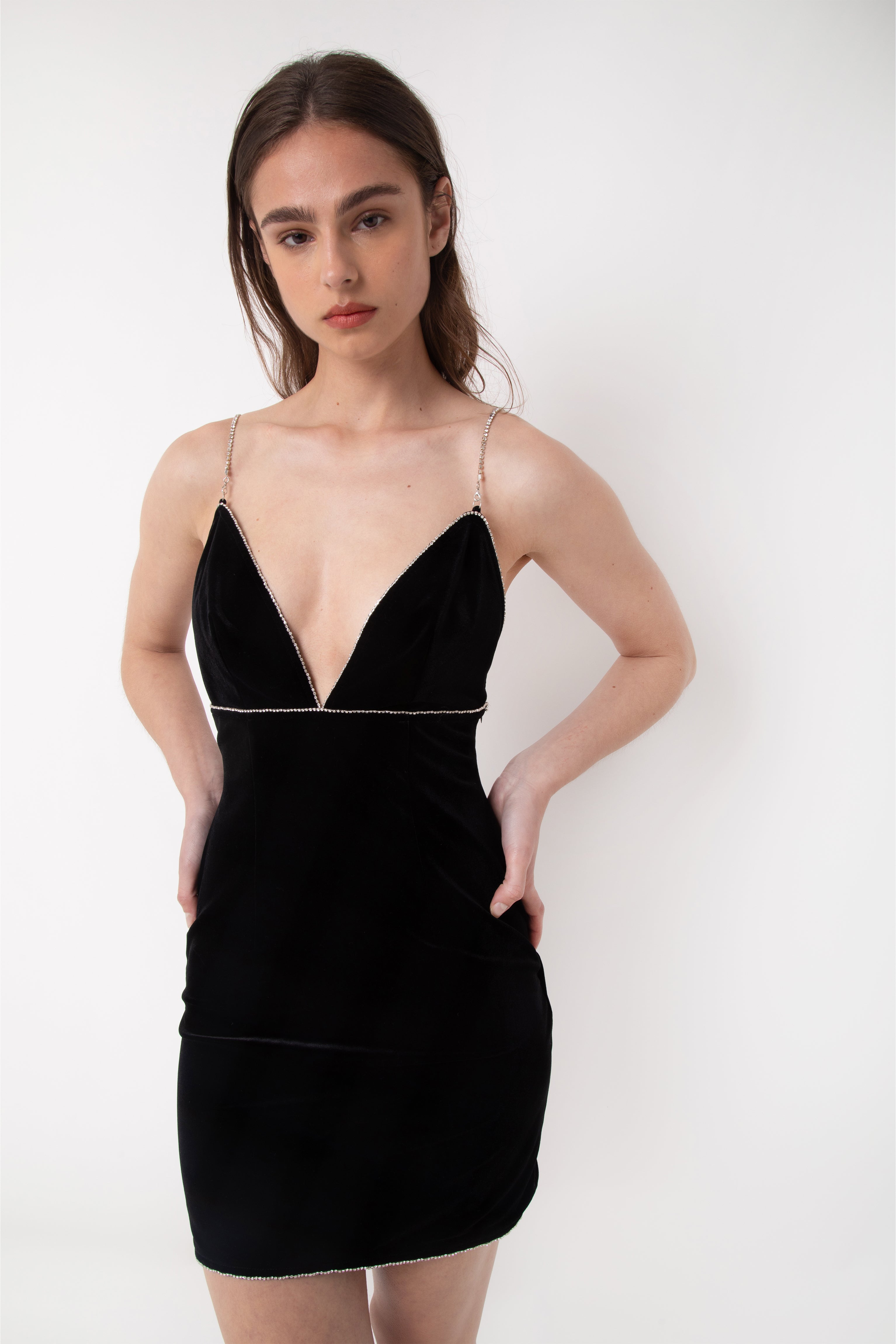 Audrey Black Velvet Mini Dress