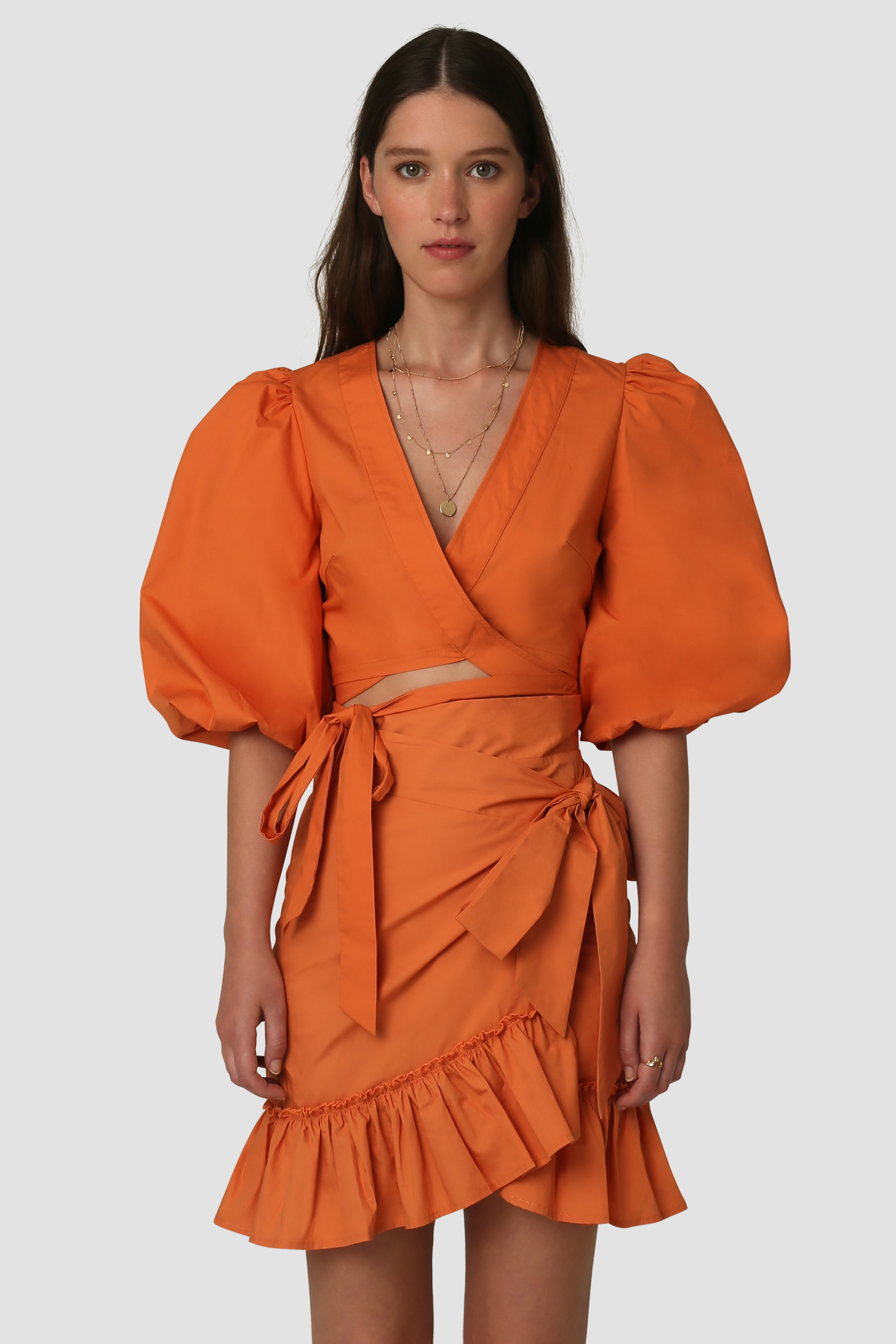 Stevie Orange Wrap Skirt