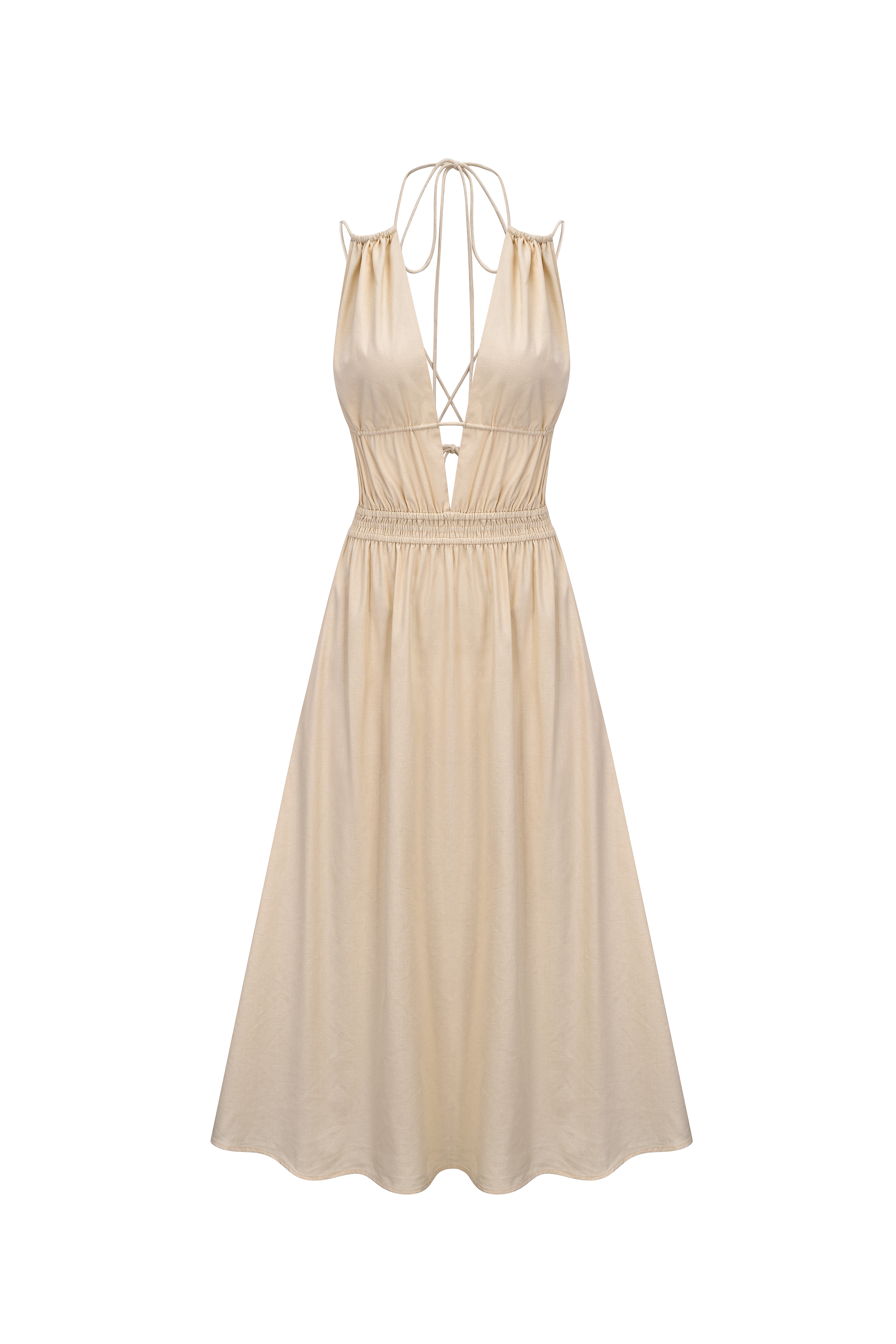 Hattie Summer Sleeveless Cream Cotton Maxi Dress