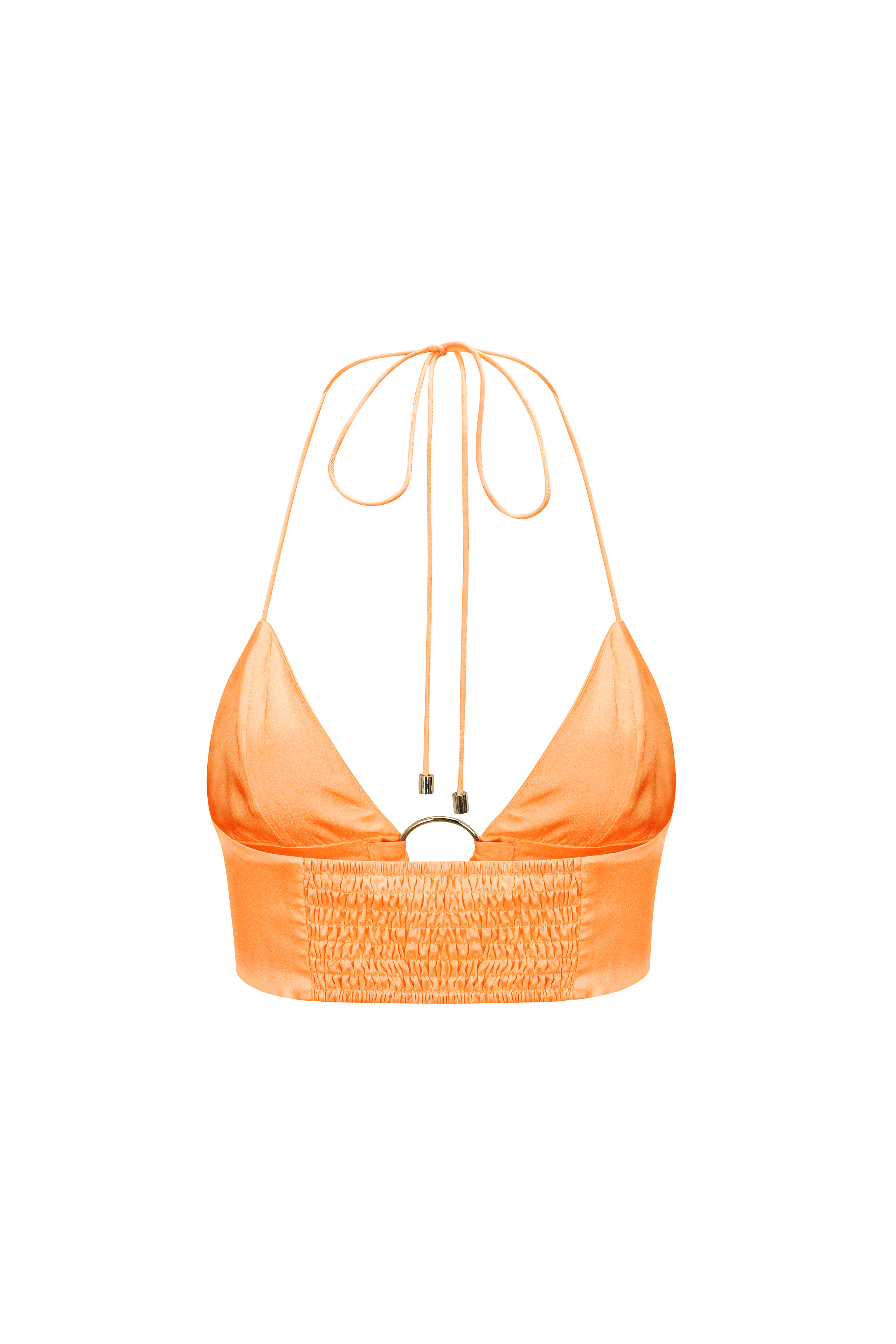 Ibiza Peach Orange Satin Halter-neck Bralette Crop Top | AMYLYNN