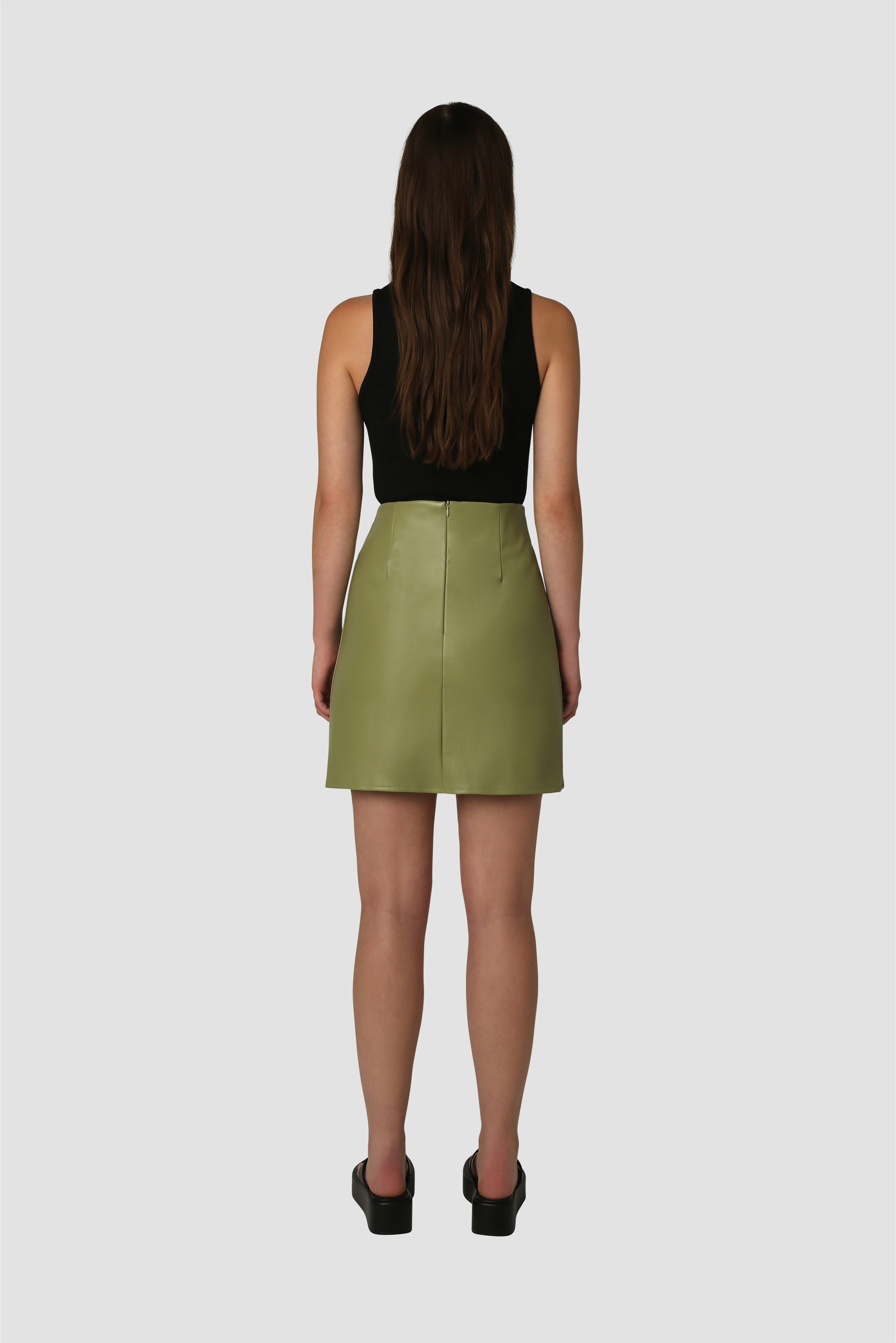 Cruz Green Faux Leather Corset Skirt