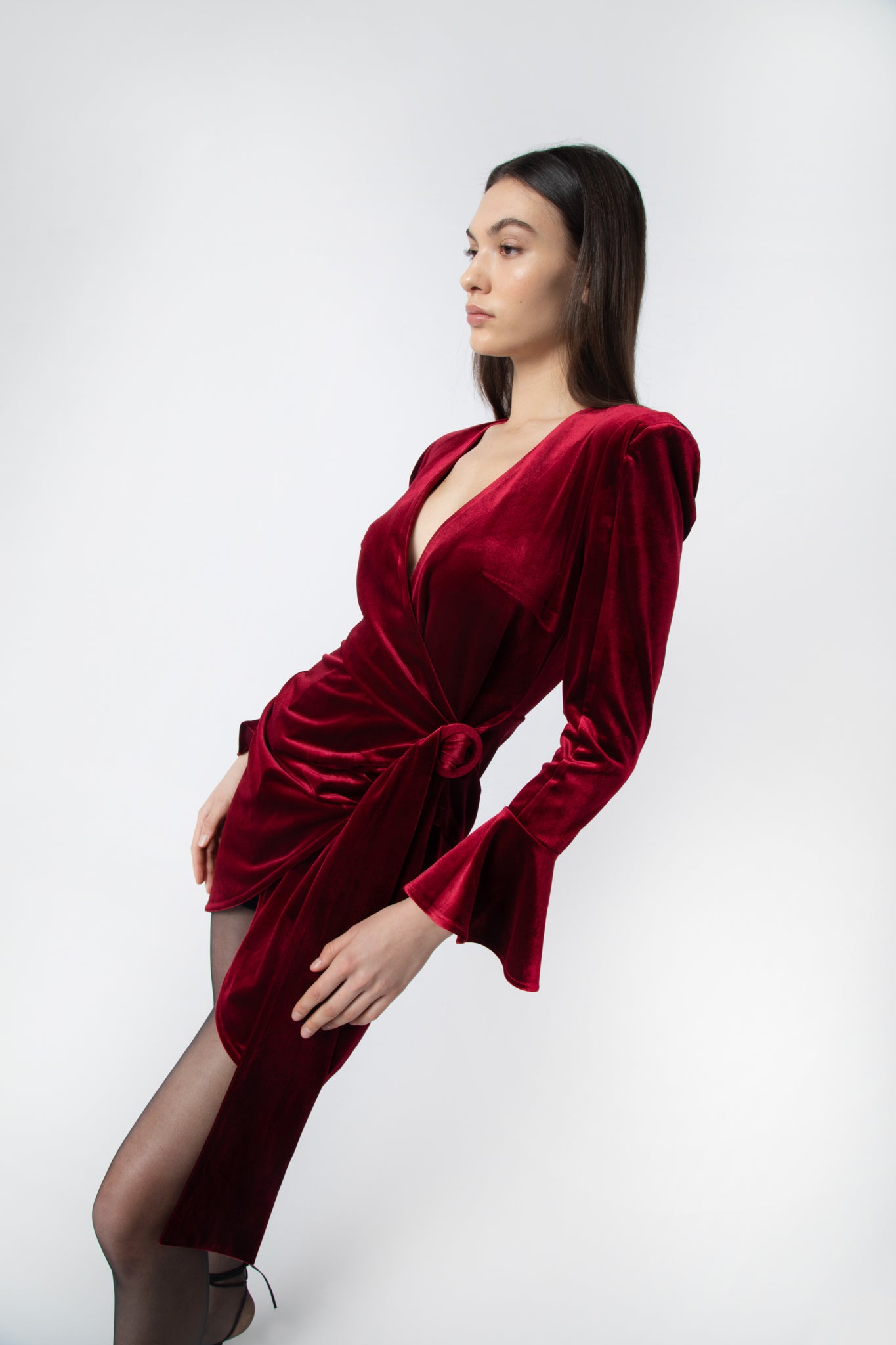 Kendall Burgundy Velvet Wrap Dress