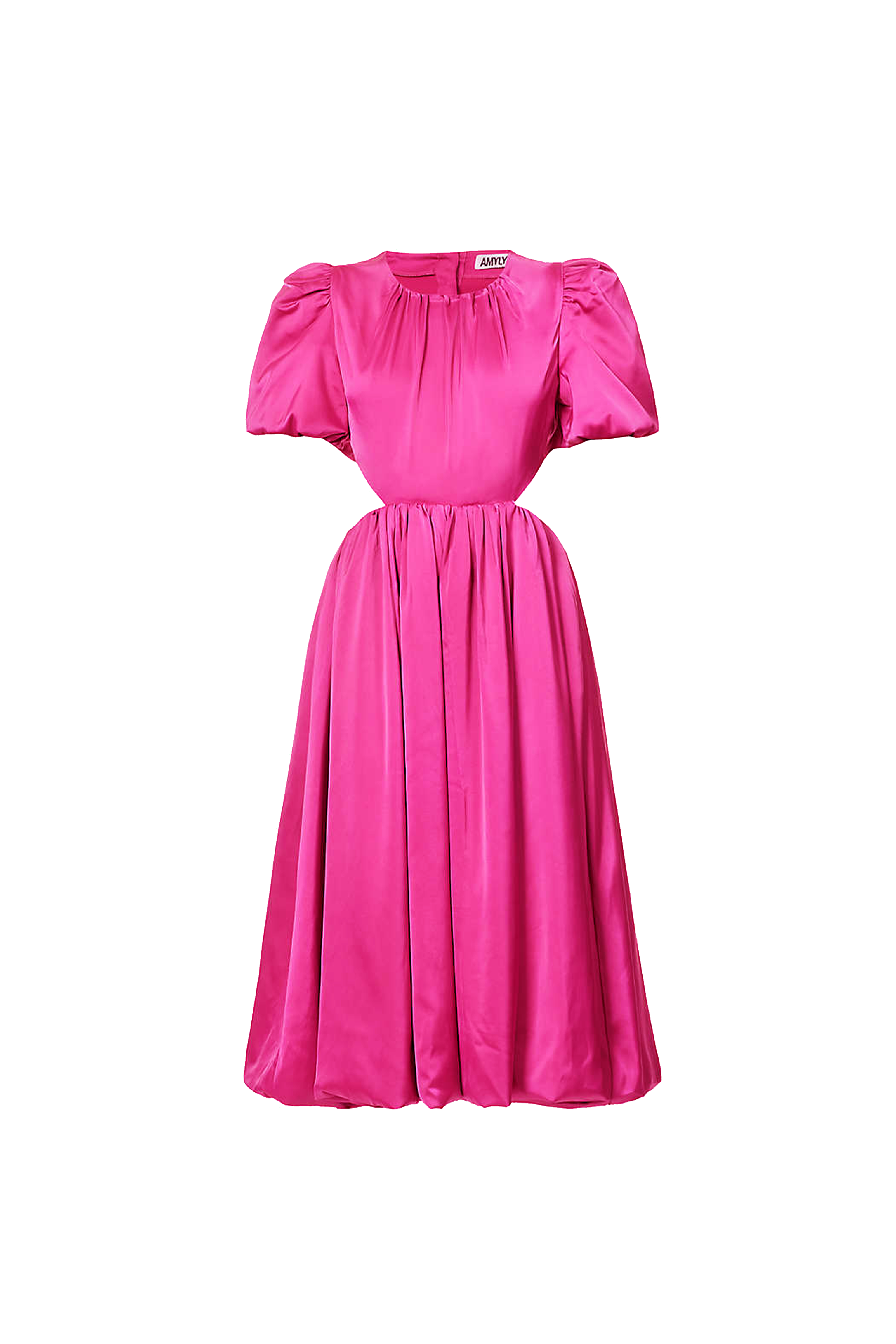 Alana Pink Satin Cut-out Pleated Skirt Dress | AMYLYNN