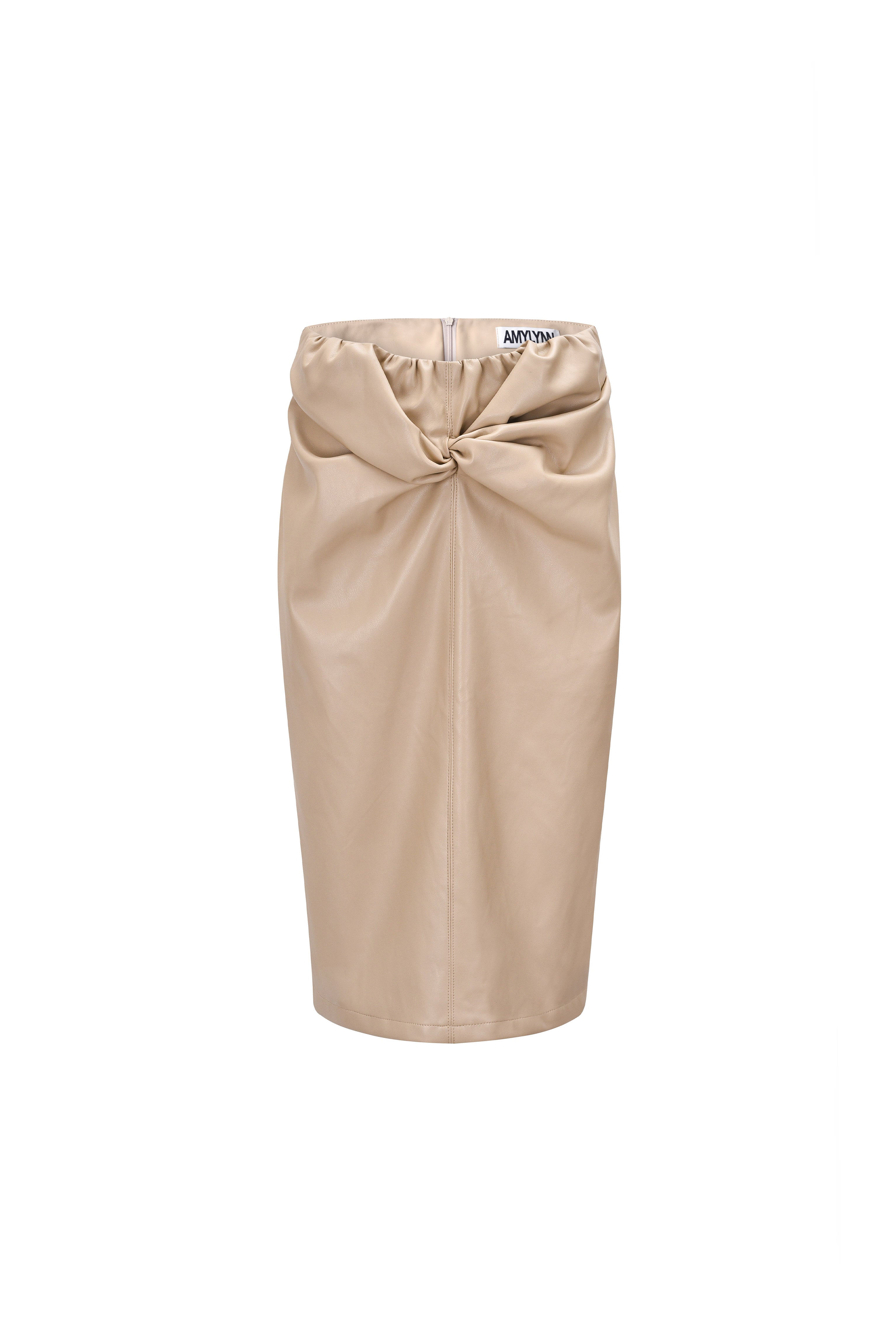 Luci Cream Faux Leather Skirt